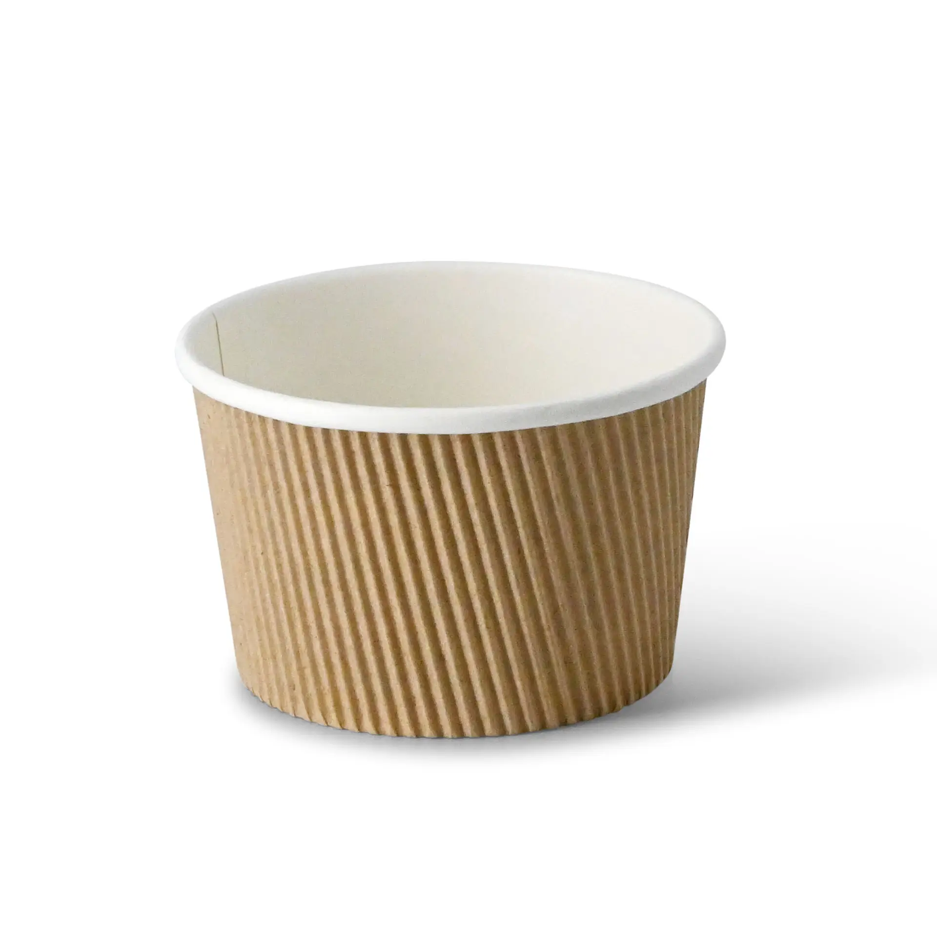 Soepbeker to go van karton (bio-gecoat), geribbeld, 375 ml / 17 oz, Ø 114 mm, bruin