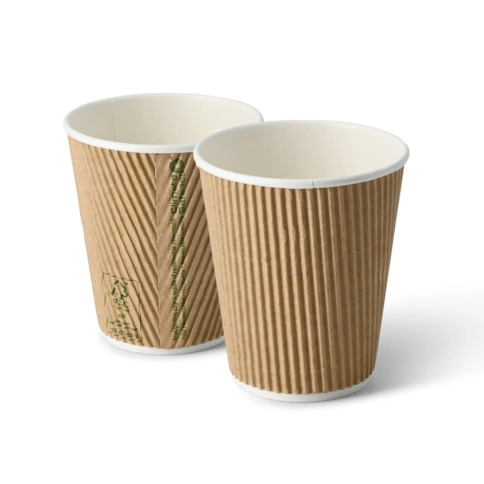 Ribbelbeker / Koffiebeker to go 250 ml/ 10 oz, Ø 90 mm, kraft