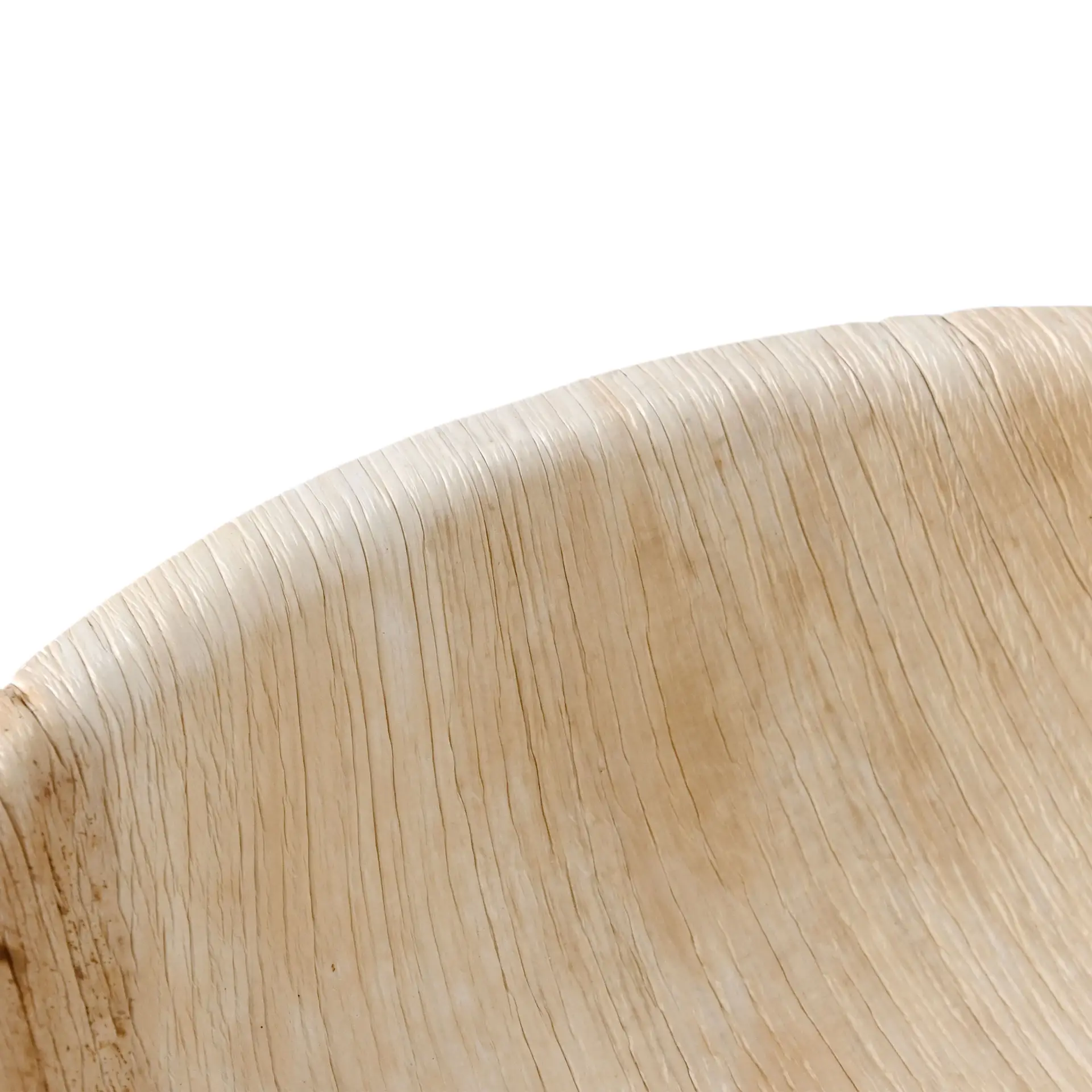 Ronde palmbladschaal met een diameter van 30 cm, met natuurlijke nerfpatronen en geschikt voor verschillende voedingsmiddelen.
