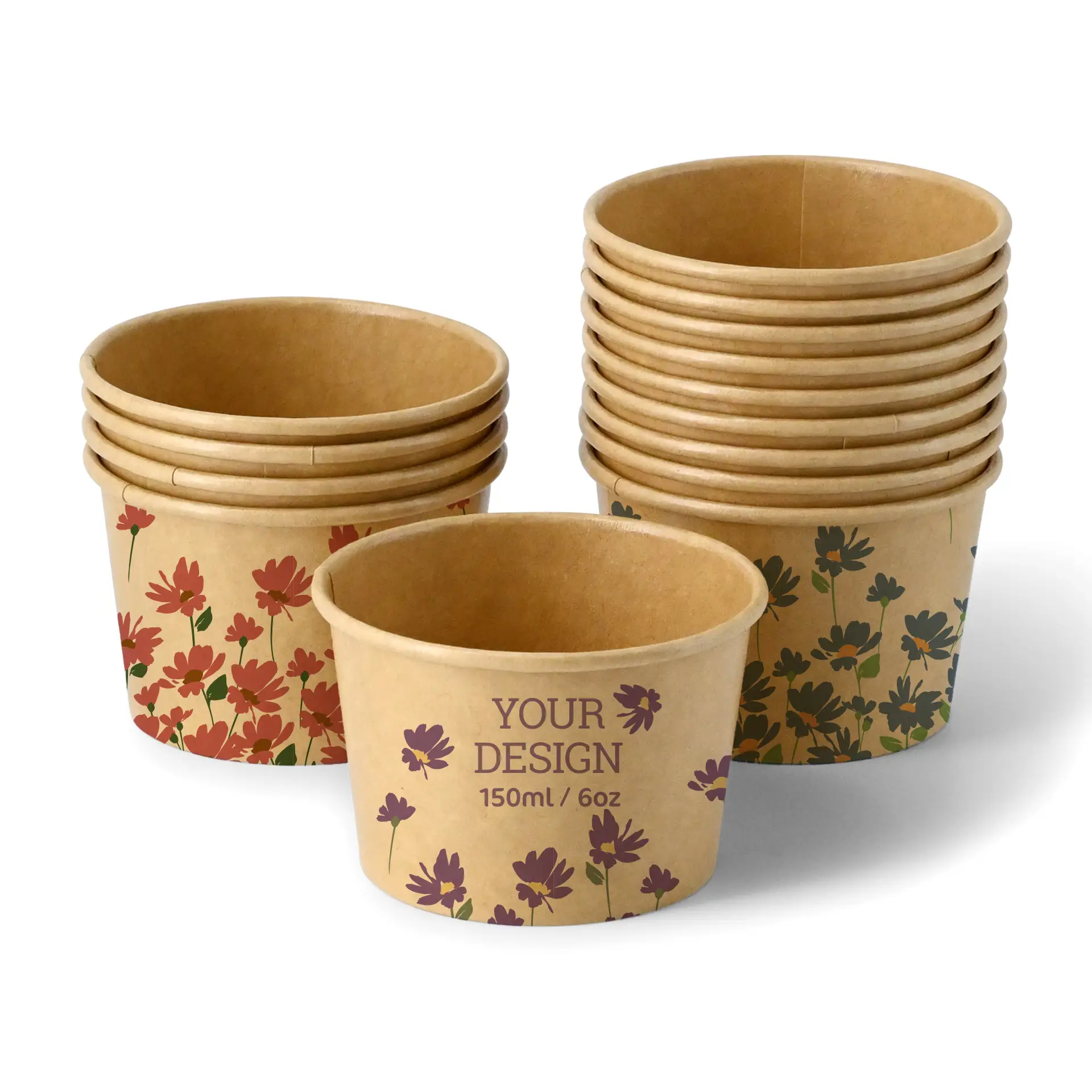 Op maat gedrukt, bruin ijskopje met logo-ontwerp; geschikt voor cafés en evenementen, 150 ml capaciteit.