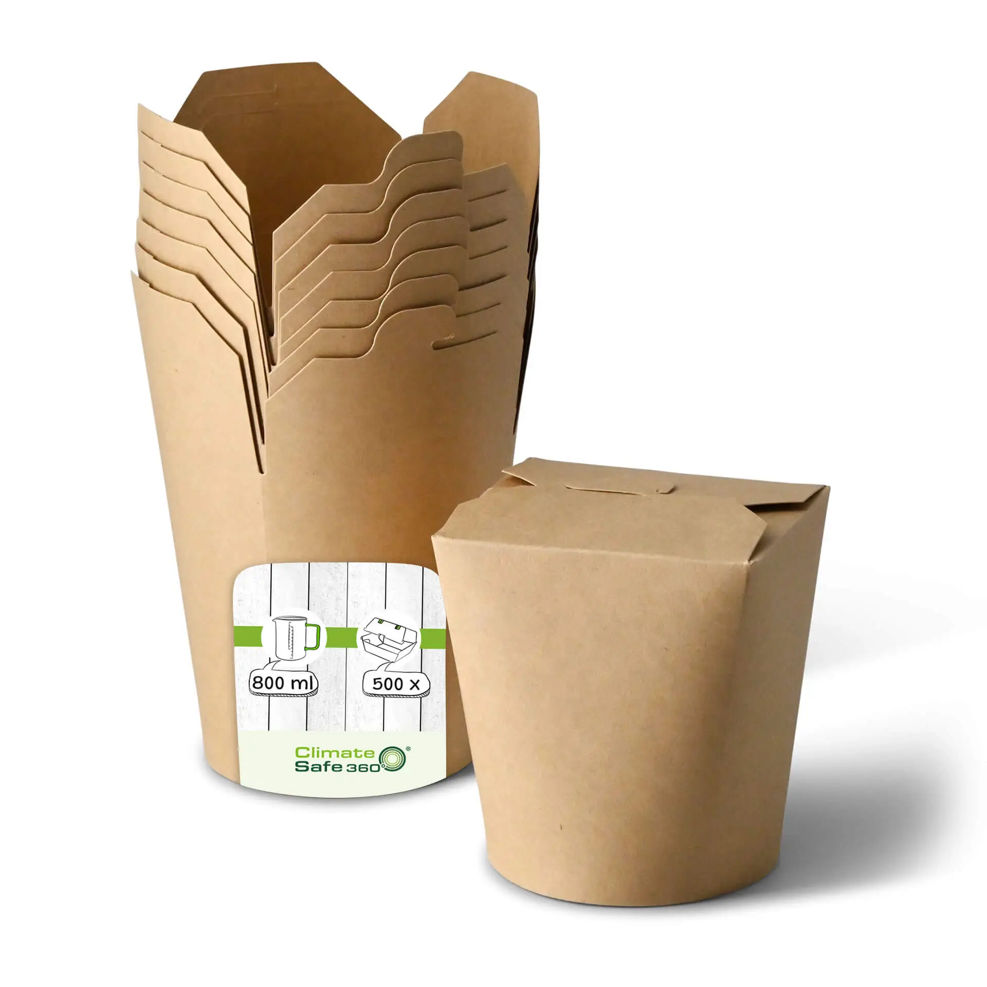 Kartonnen noedelboxen / Aziatische boxen (gecoat) 800 ml, bruin