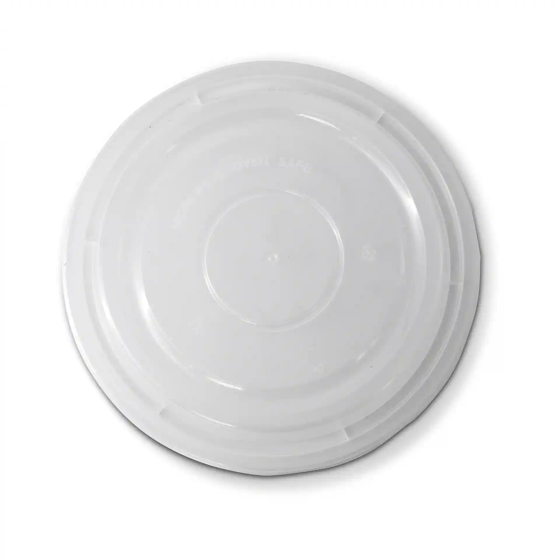 Transparante ronde herbruikbare deksel van polypropyleen, met een diameter van 183 mm en een hoogte van 16 mm.