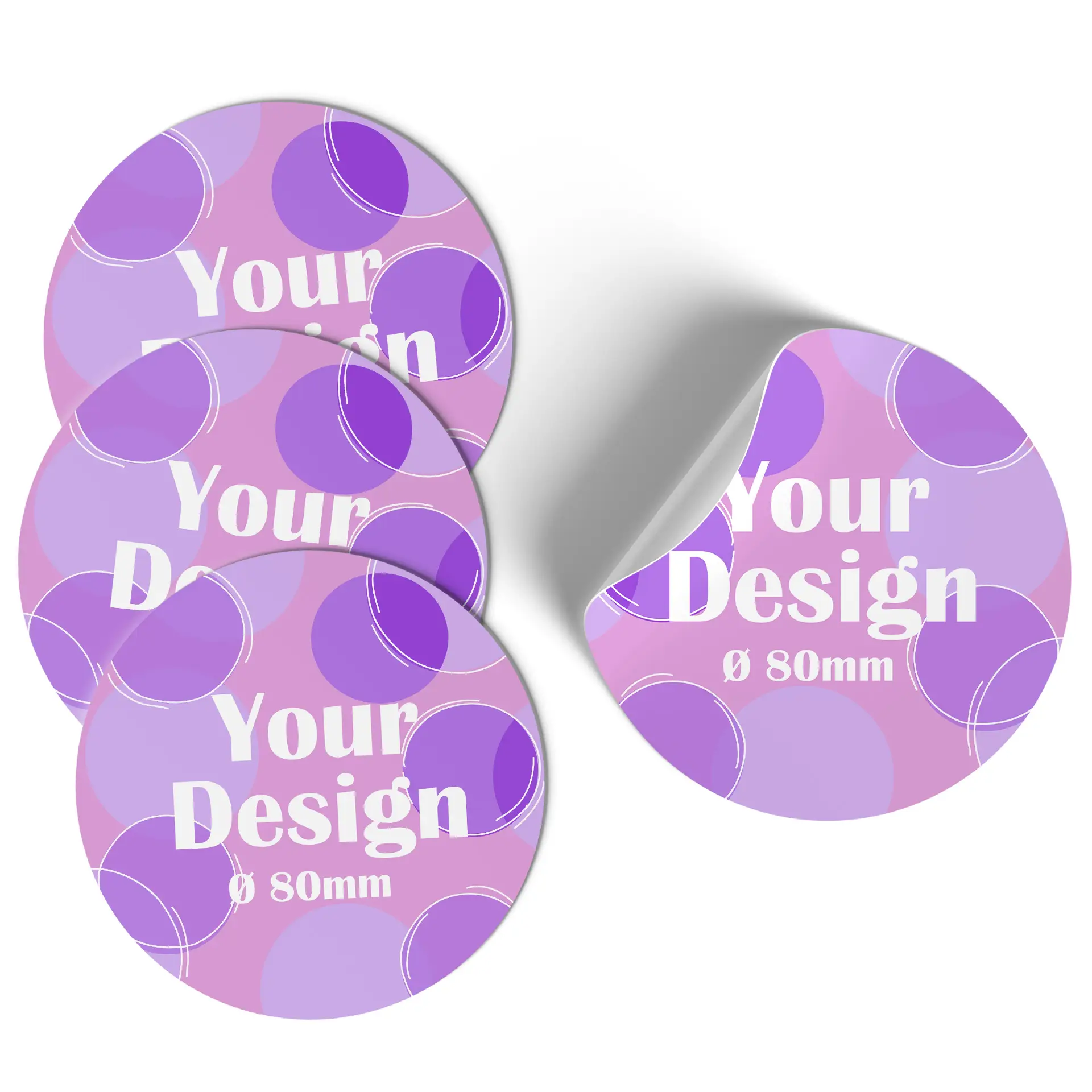 Ronde decoratieve sticker met een ontwerp van een gestileerde vogel, maat Ø 8 cm, met een gradient achtergrond.