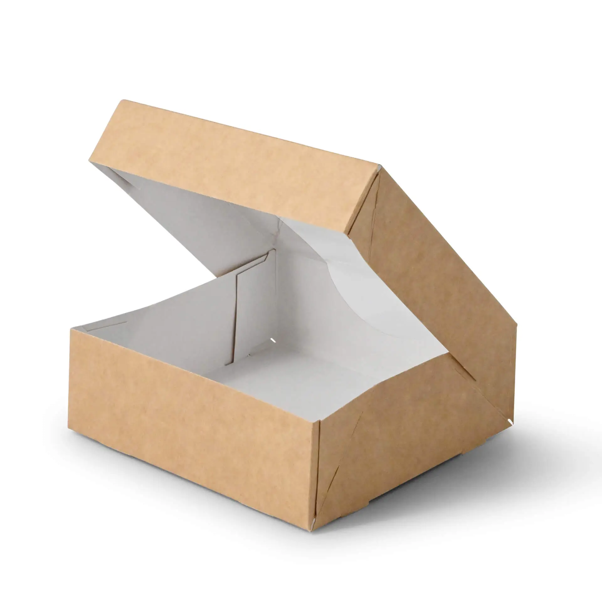 Kartonnen vensterdozen 12 x 12 x 4 cm, 600 ml, cellulosevenster, buitenkant bruin, binnenkant wit, opvouwbaar