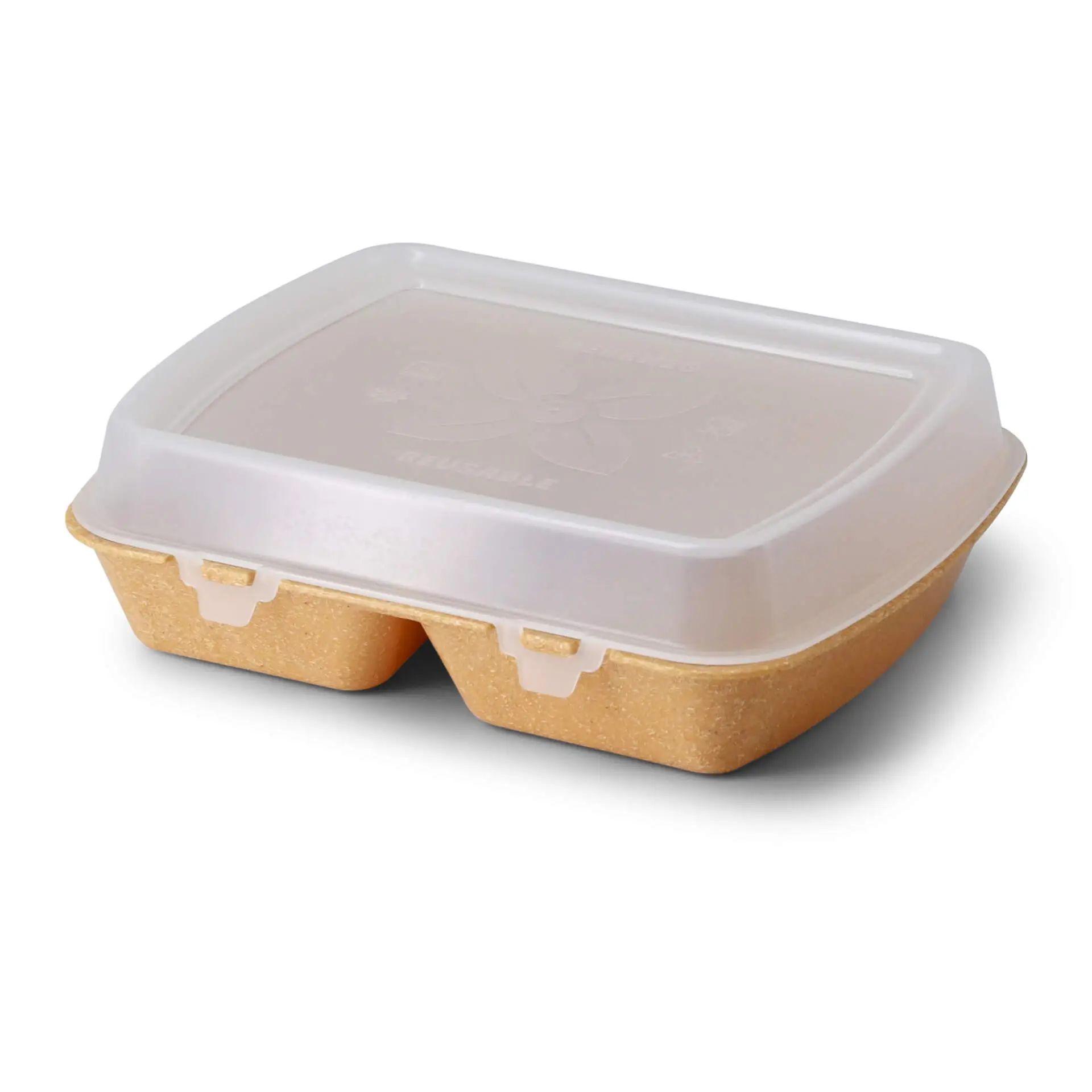 | 2 VOOR 1 | Herbruikbare menuboard "merways Box" 24,5 x 20 x 4,5 cm, 2 kamers, HP4/2, karamel / bruin