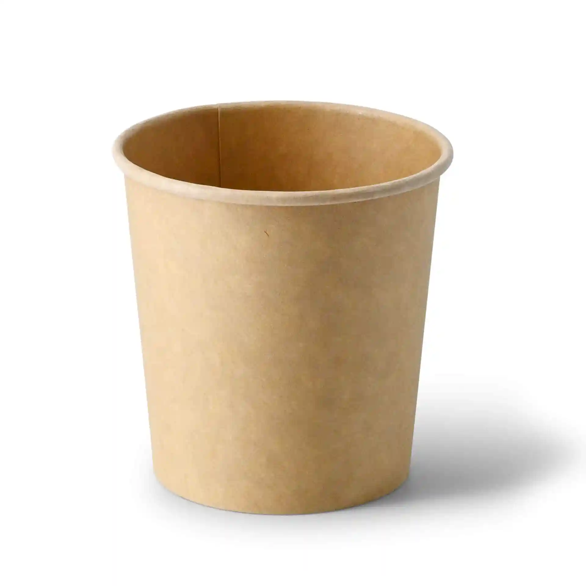 Bruine kartonnen soepbeker met ronde vorm, 16 oz capaciteit en milieuvriendelijke coating.