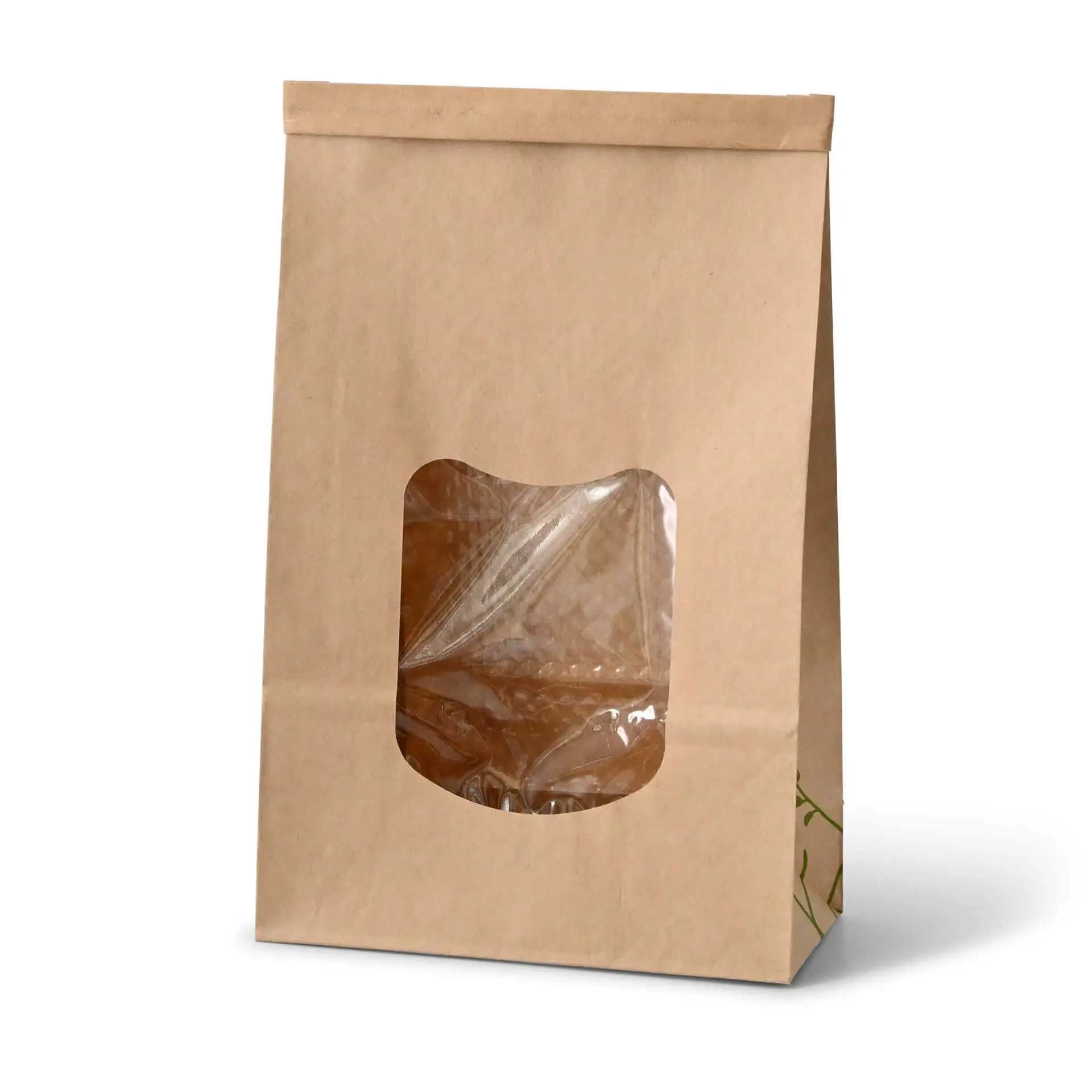 Blokbodemzakken met venster L, 15,5 x 7 x 24,2 cm, bruin, clipband