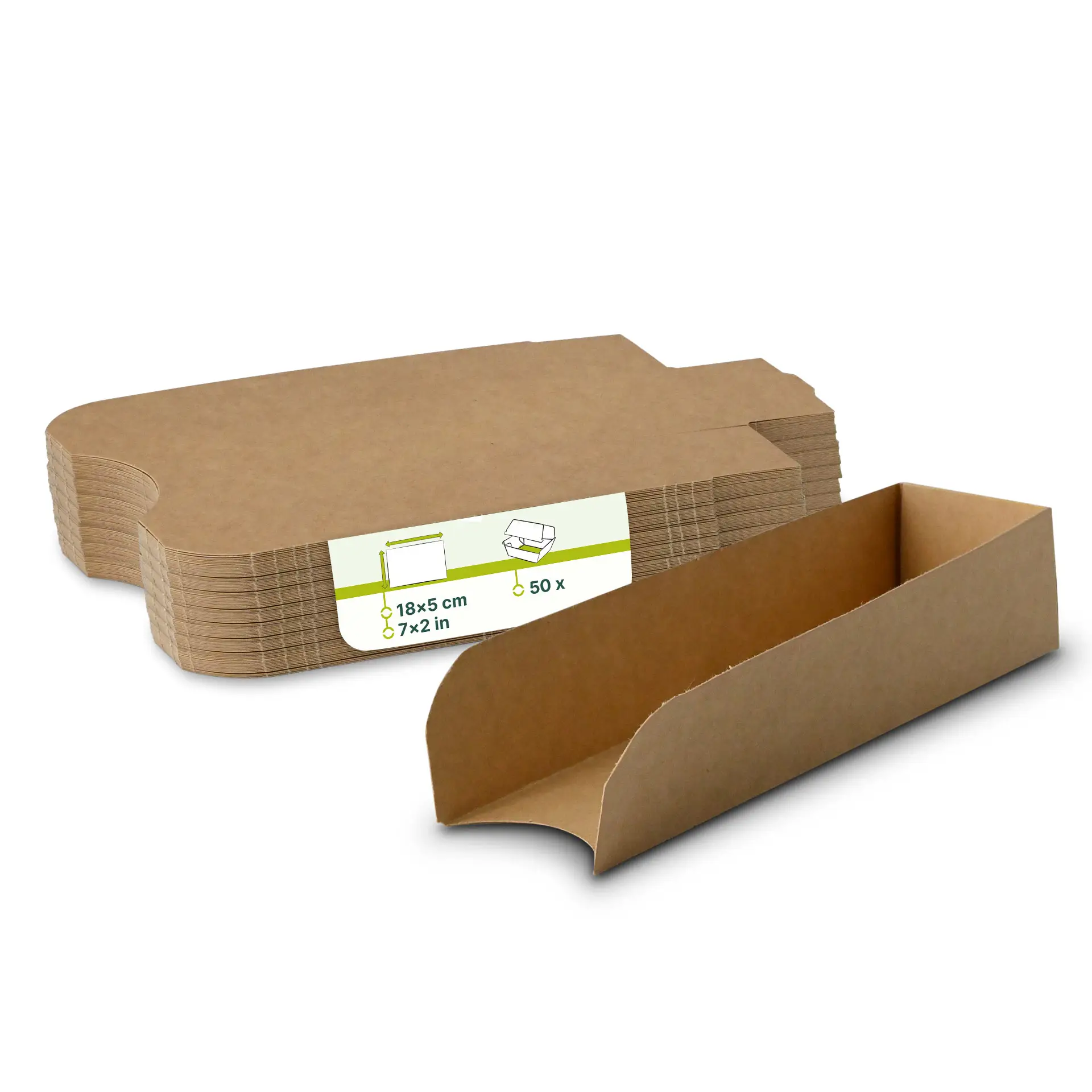 Hotdogverpakking 18 x 5 cm, bruin, opvouwbaar Hotdogverpakking 18 x 5 cm, bruin, opvouwbaar