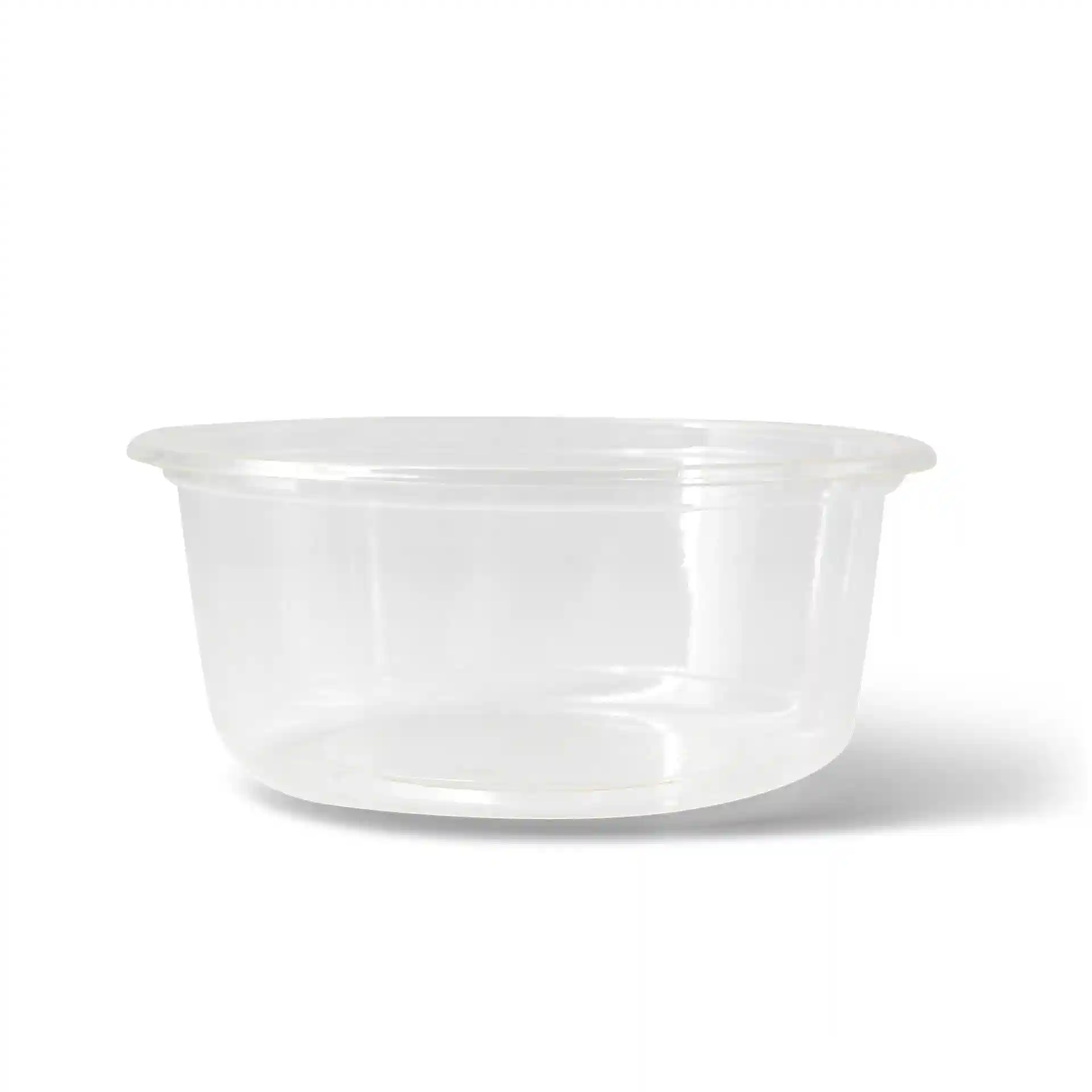 Transparante ronde deli-container met een inhoud van 360 ml en een diameter van 121 mm.