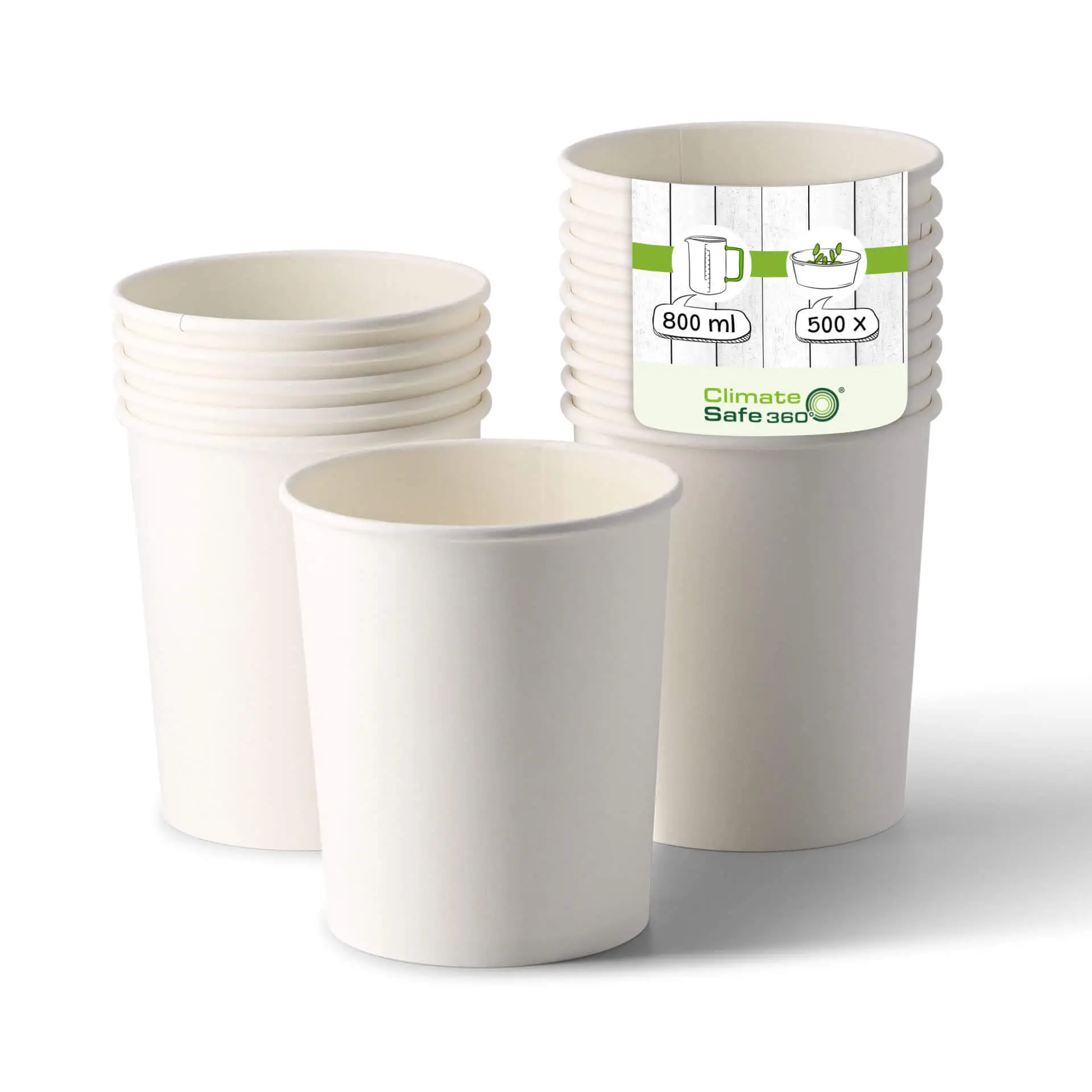 Soepbeker to go van karton (Premium) 800 ml / 32 oz, Ø 115 mm, wit, bio-gecoat