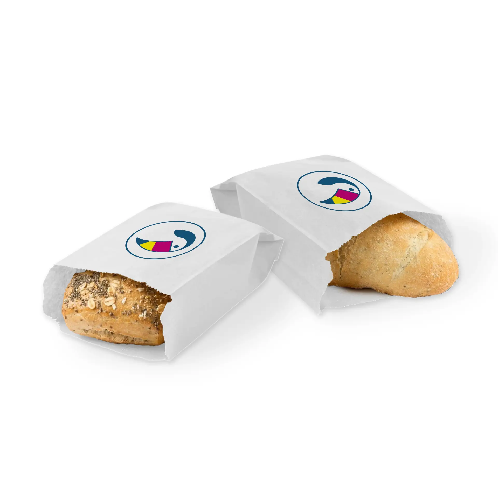 Bedrukte broodzakken, wit, 10 x 5 x 19 cm