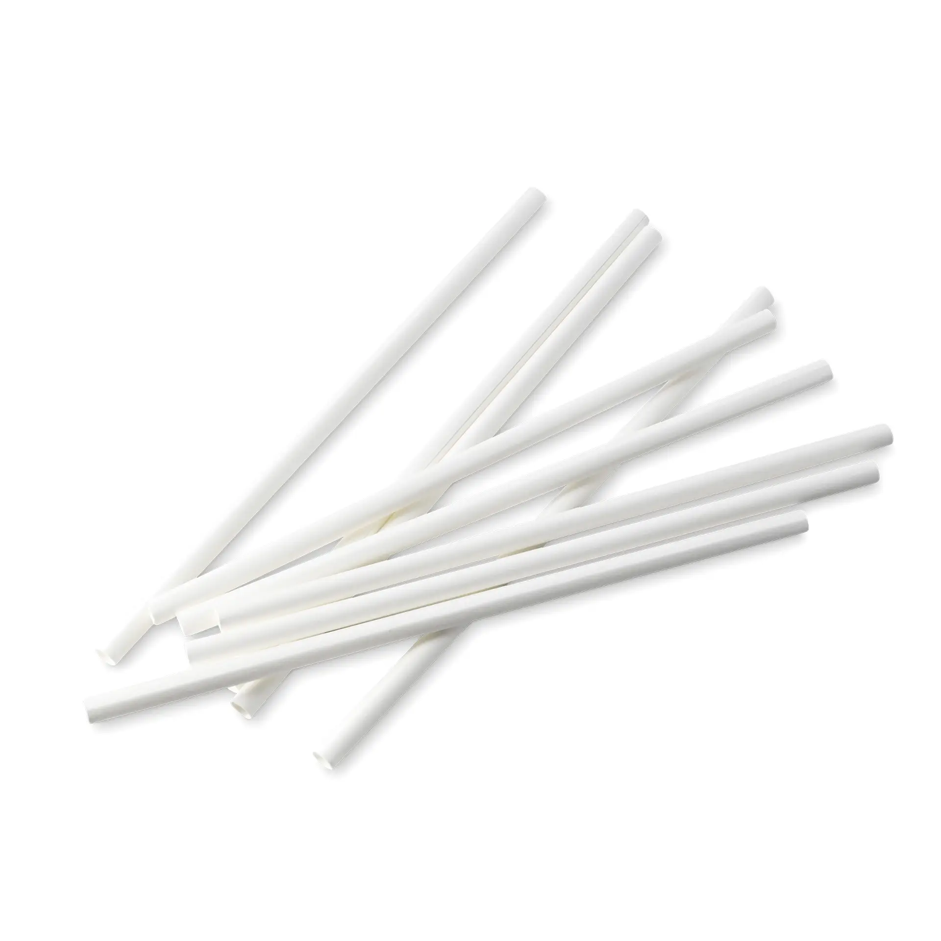 Jumbo papieren rietje 23 cm, Ø 0,8 cm, wit, verticaal gerold