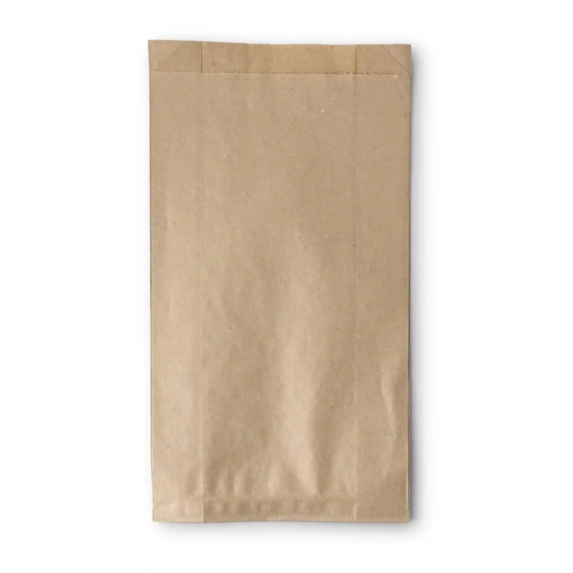 Bruine platte papieren tas van 15 x 6 x 29 cm, zonder coating of kijkvenster.