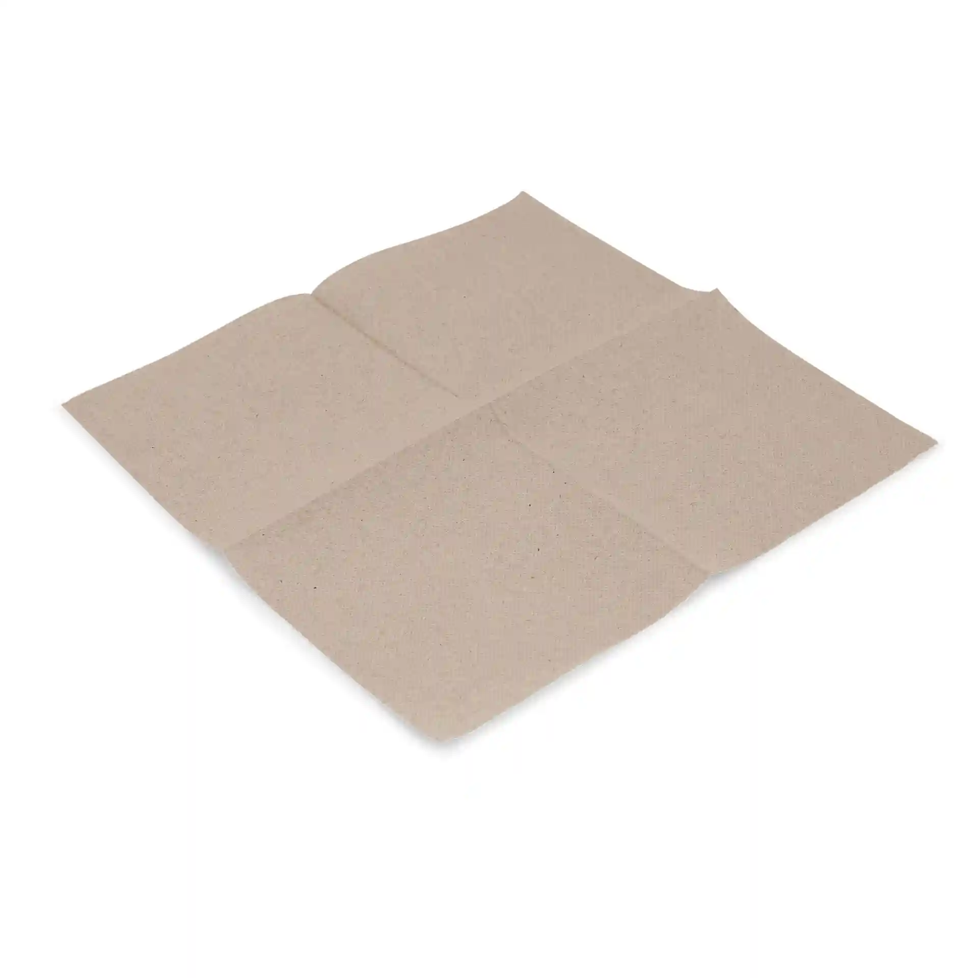 Vierkante, ongebleekte, 2-laags gerecycleerde papieren servet, 25 x 25 cm, gevouwen in vieren.