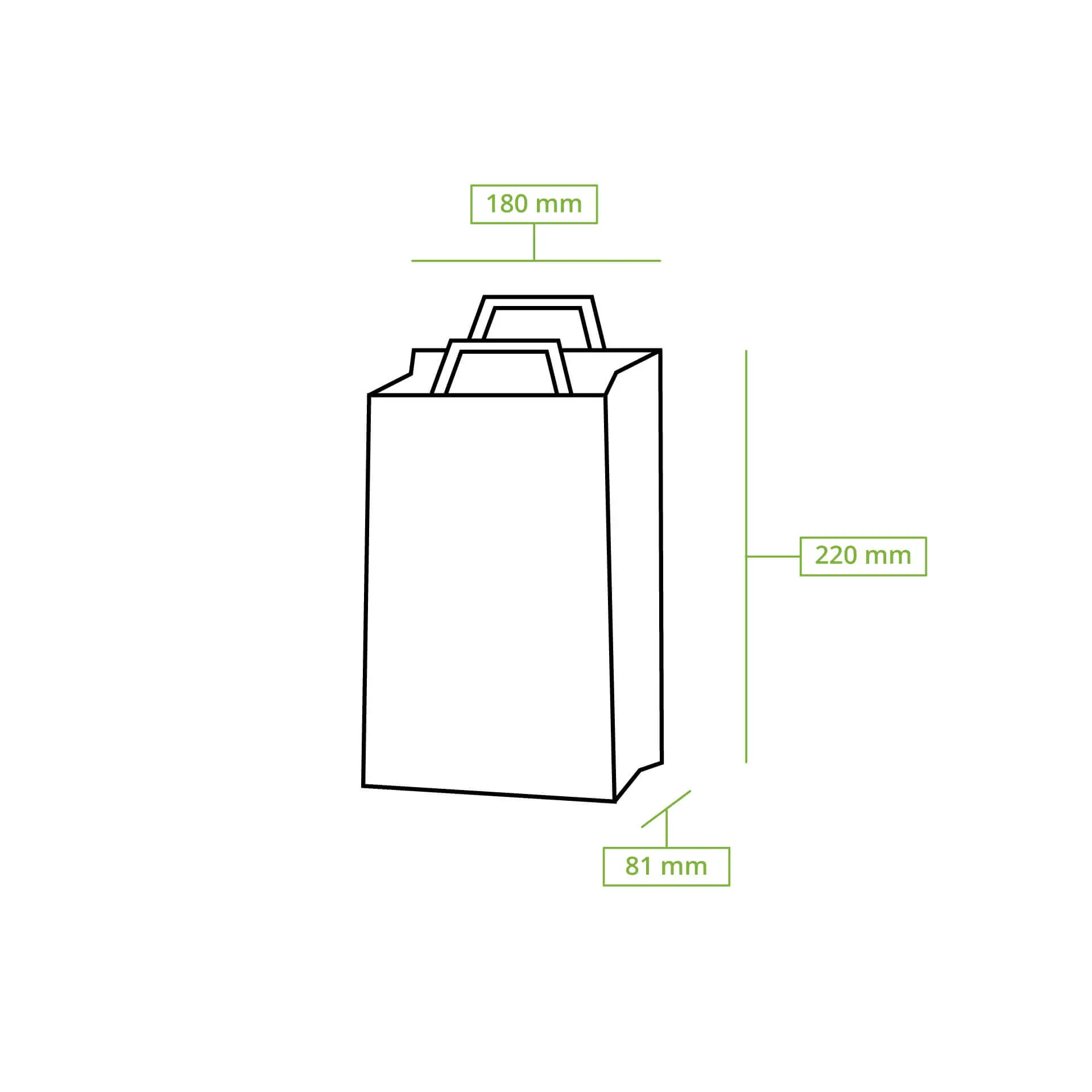 Papieren draagtassen van kraftpapier S, 18 x 8 x 22 cm, wit