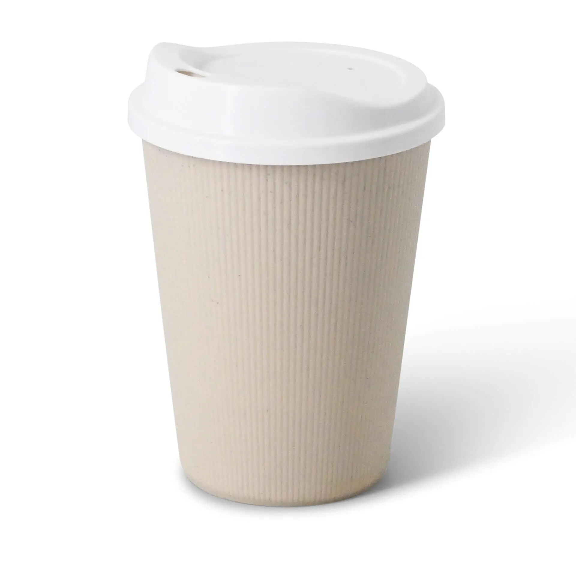Herbruikbare beker (geribbeld) 400 ml / 16 oz, Ø 90 mm, crèmewit