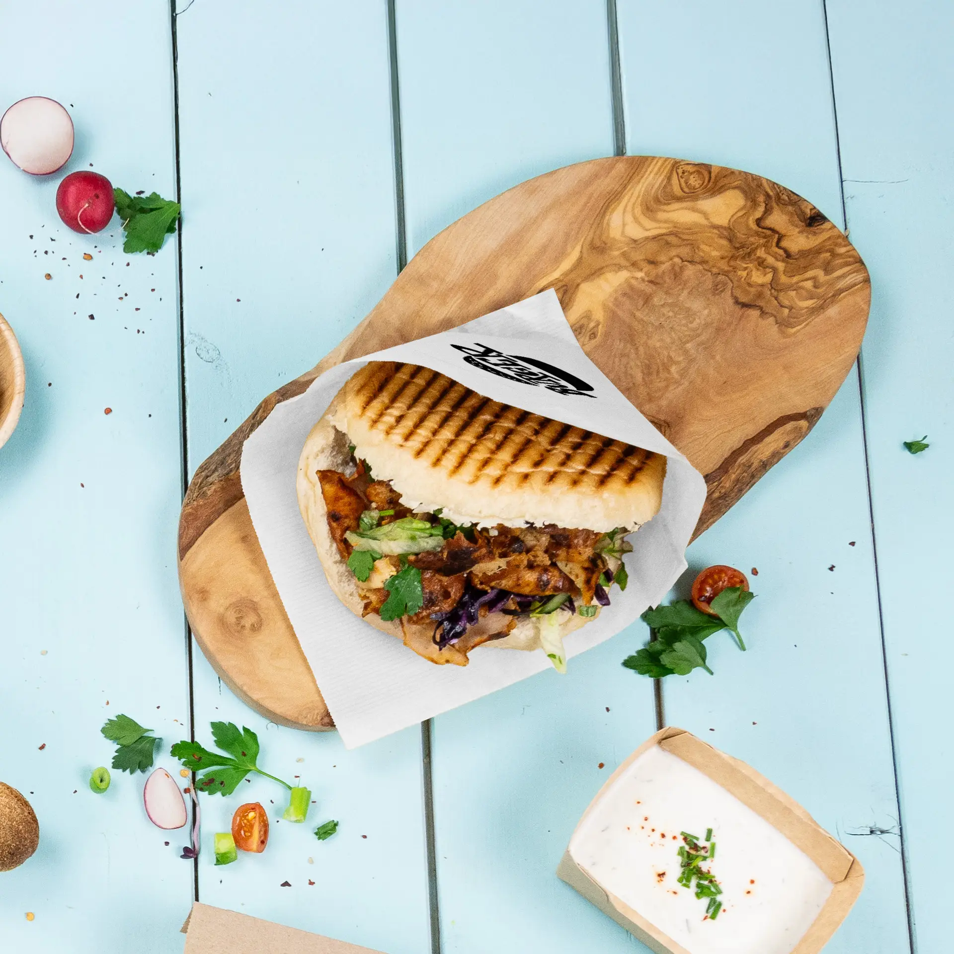 Bedrukte burgertasjes, 15 x 16 cm, wit