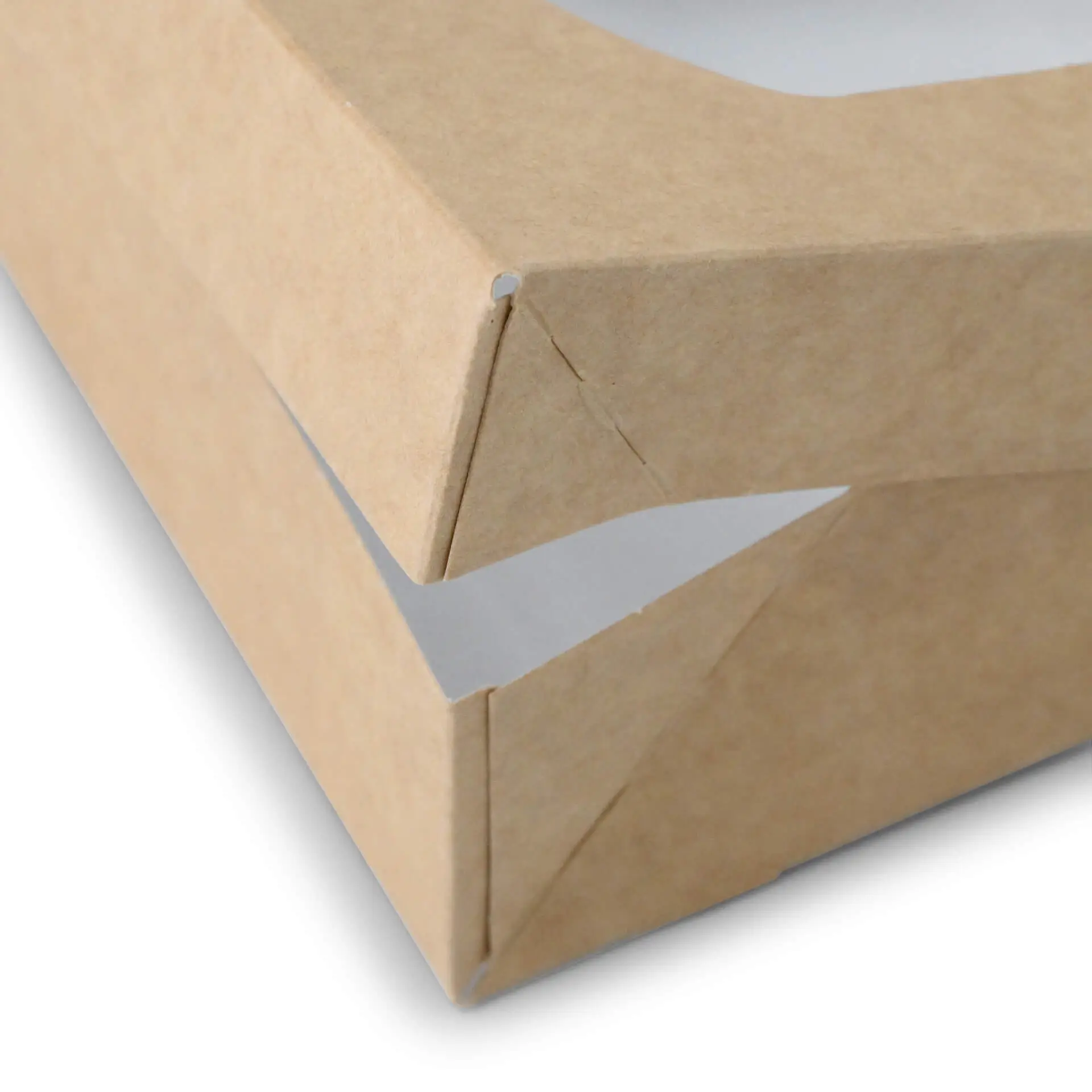 Kartonnen vensterdozen 12 x 12 x 4 cm, 600 ml, cellulosevenster, buitenkant bruin, binnenkant wit, opvouwbaar
