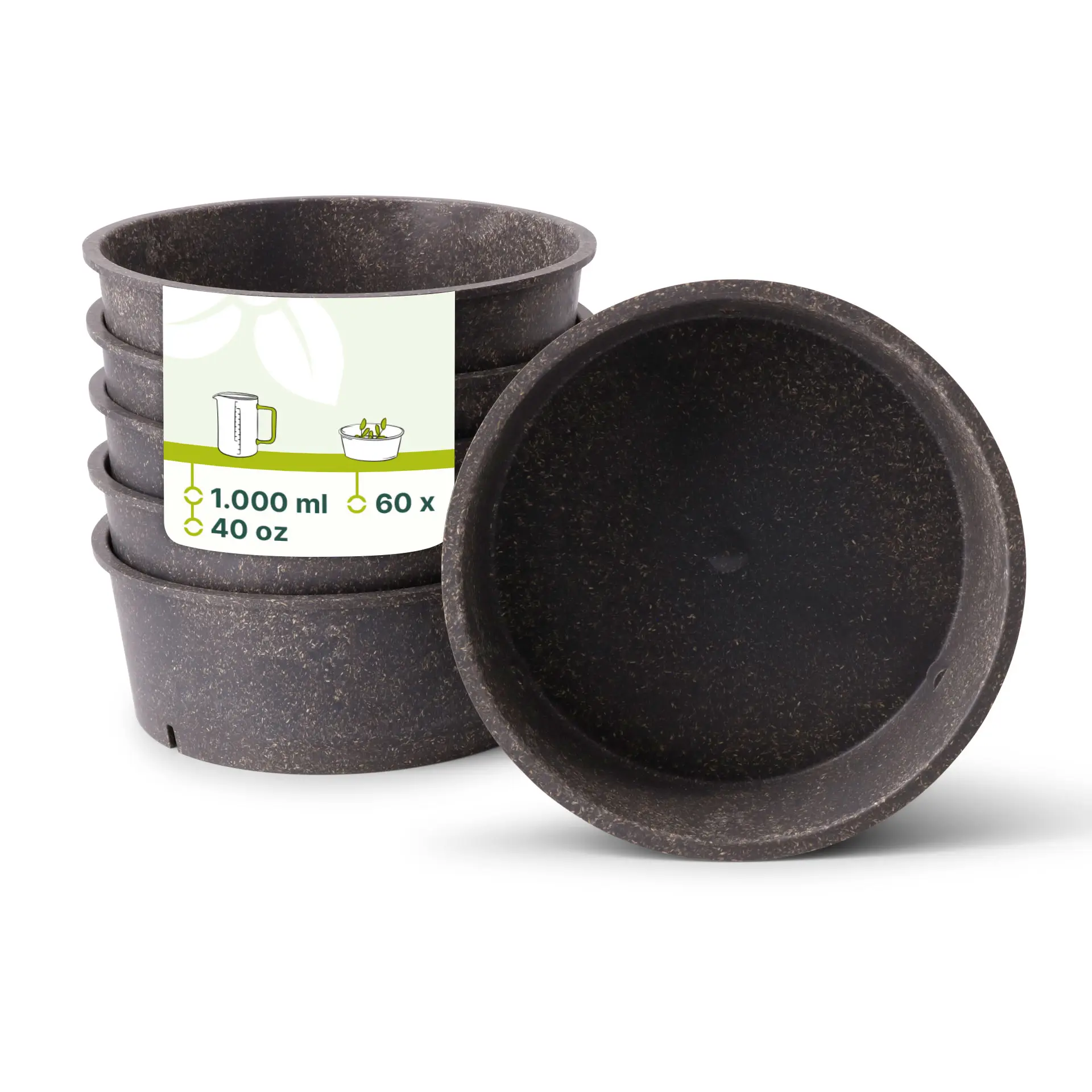 Herbruikbare schaaltjes "merways Bowl" 1000 ml, Ø 185 mm, peper/ grijs Herbruikbare schaaltjes "merways Bowl" 1000 ml, Ø 185 mm, peper/ grijs