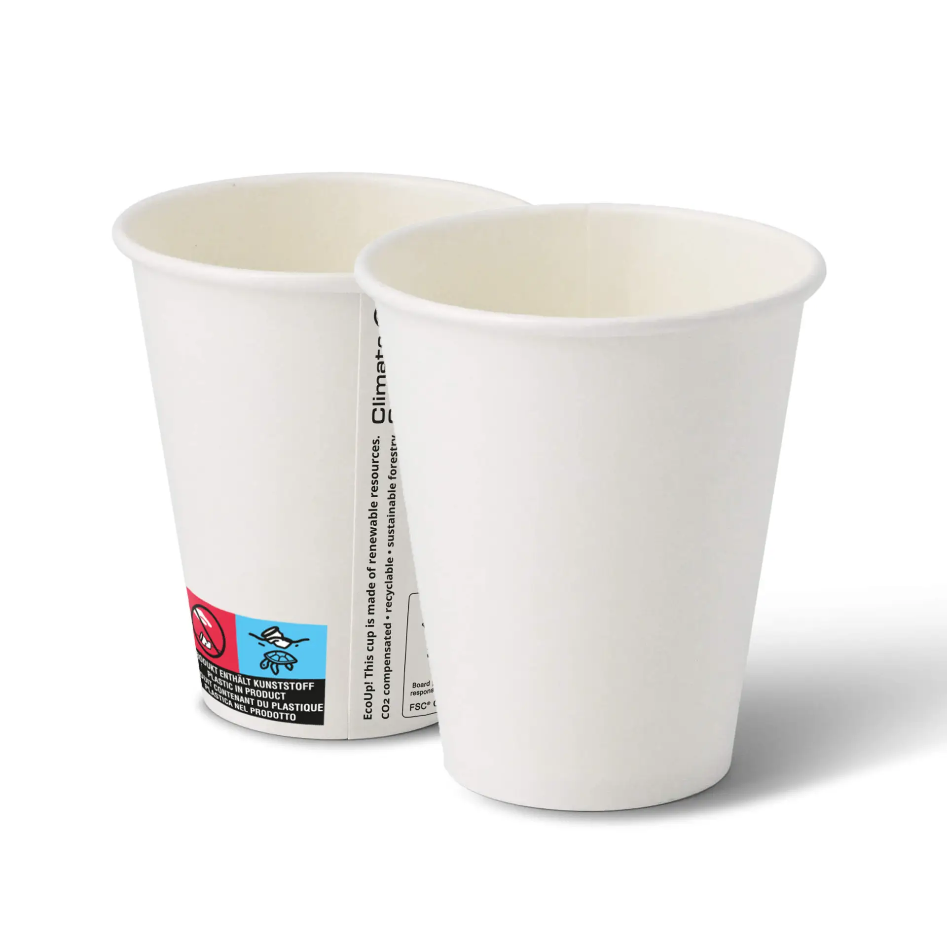 Kartonnen bekers (gecoat) 250 ml / 10 oz, Ø 90 mm, wit