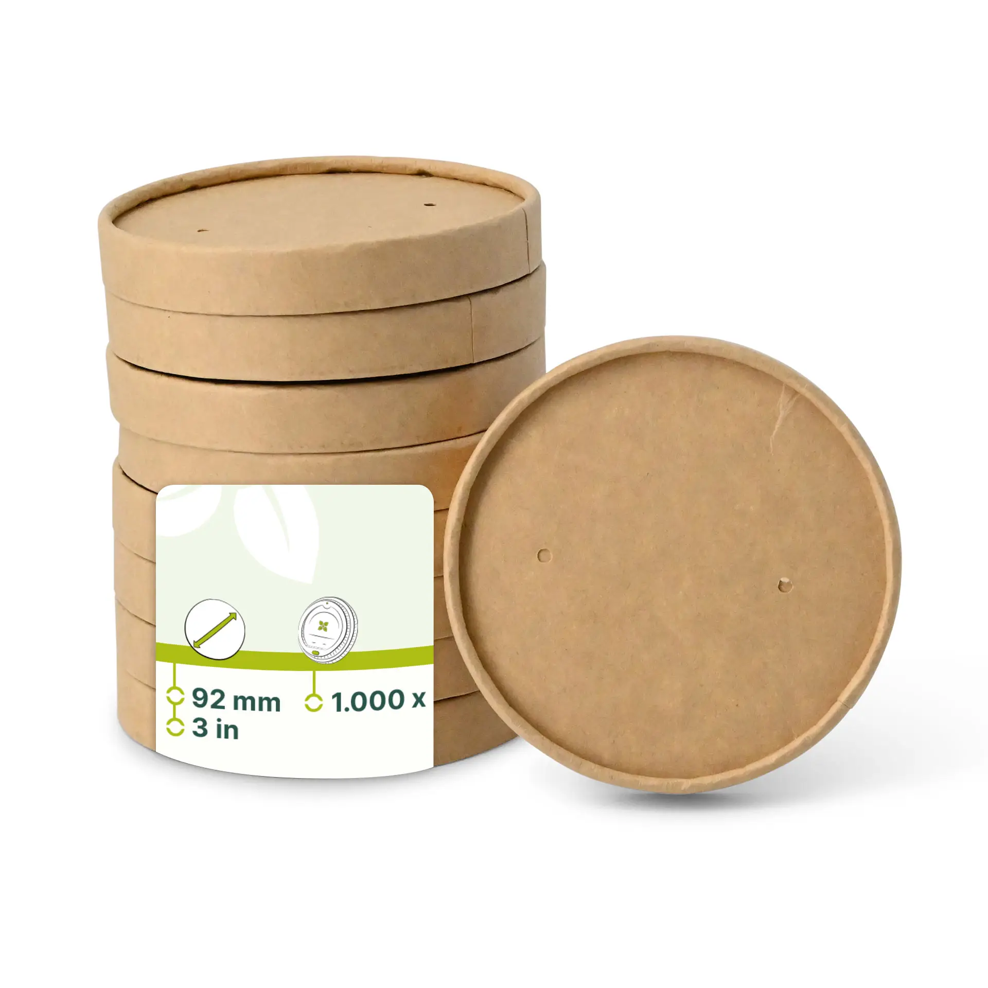Kartonnen deksel (gecoat) Ø 92 mm, bruin (voor ijsbekers) Kartonnen deksel (gecoat) Ø 92 mm, bruin (voor ijsbekers)