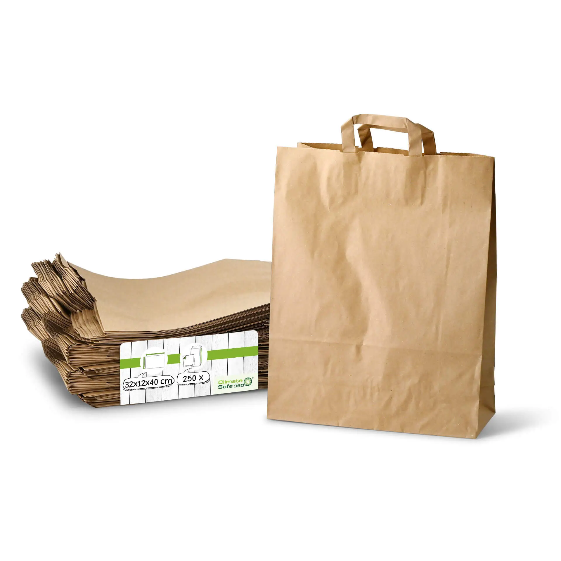 Papieren draagtassen van gerecycled papier XL, 32 x 12 x 40 cm, bruin