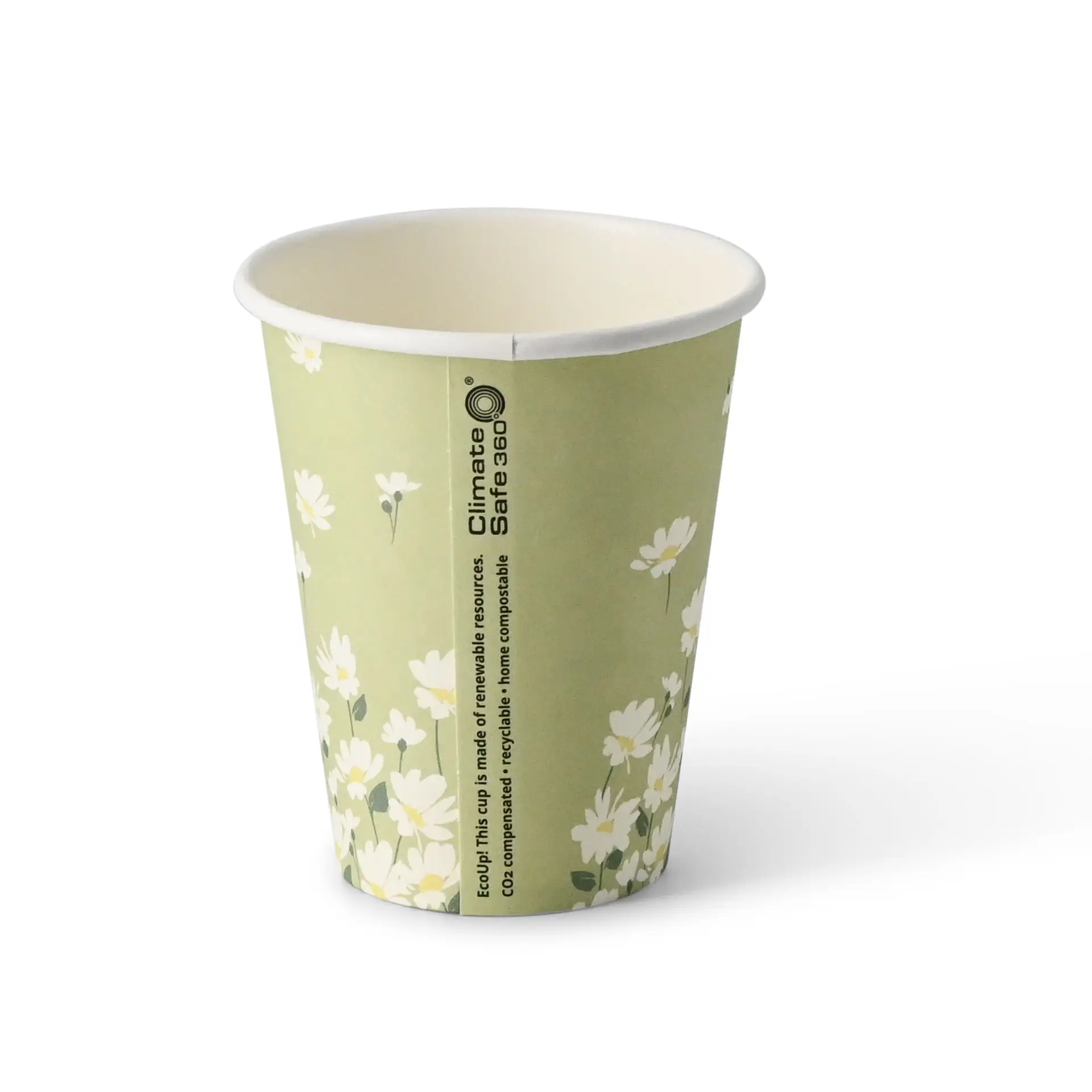 Kartonnen bekers lente "Madeliefje" 200 ml / 8 oz, Ø 80 mm, groen