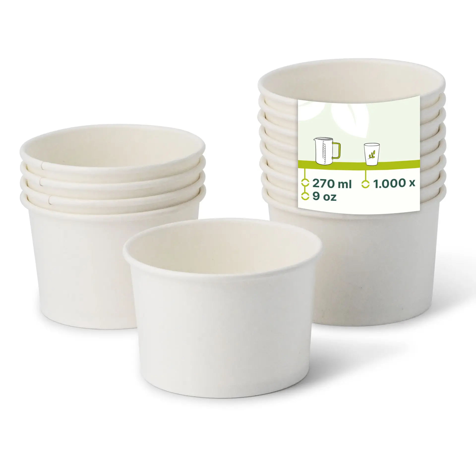 IJsbekers Karton M (gecoat) 200 ml, max. 270 ml, Ø 92 mm, Wit IJsbekers Karton M (gecoat) 200 ml, max. 270 ml, Ø 92 mm, Wit