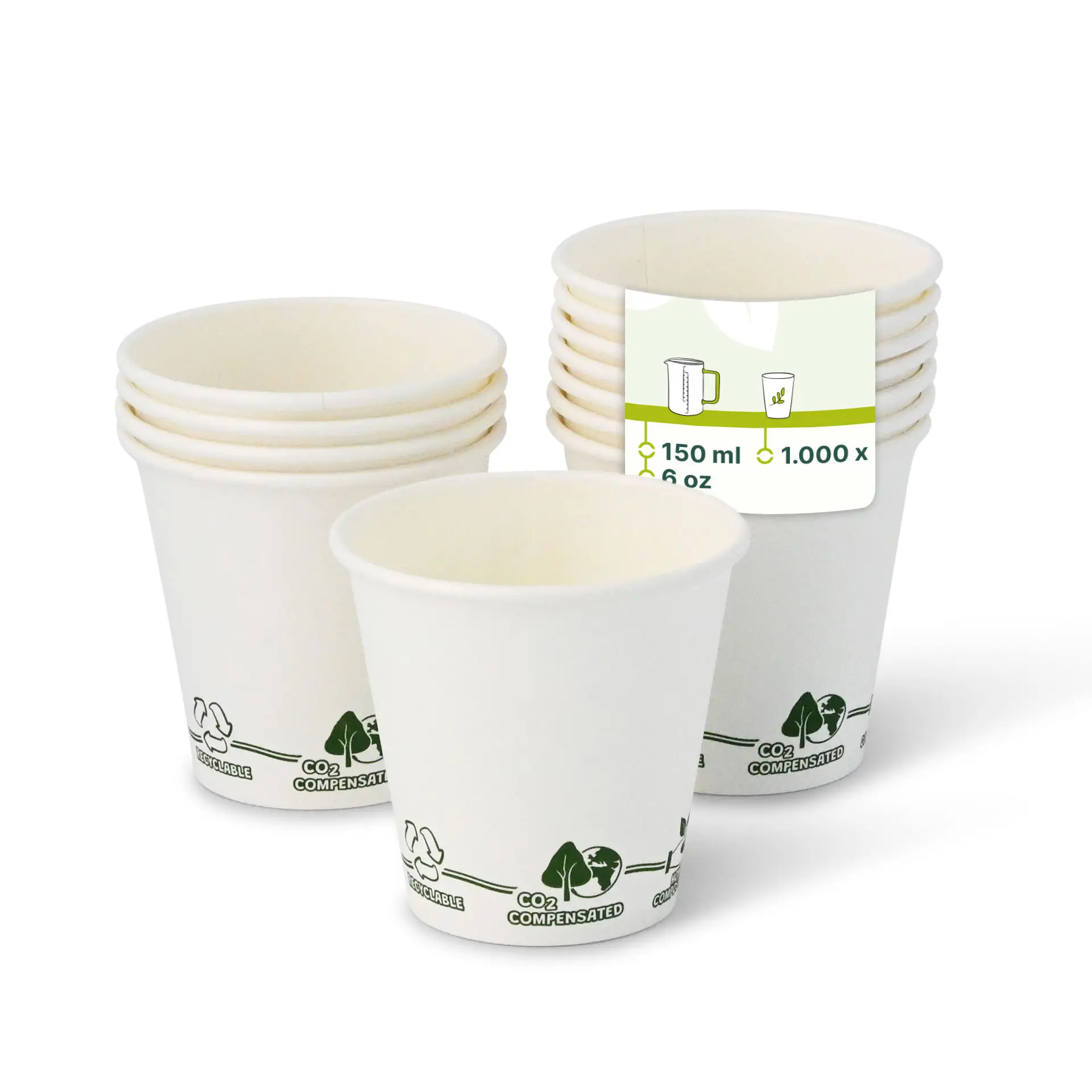 Papieren beker "EcoUp ©", 150 ml / 6 oz, Ø 80 mm