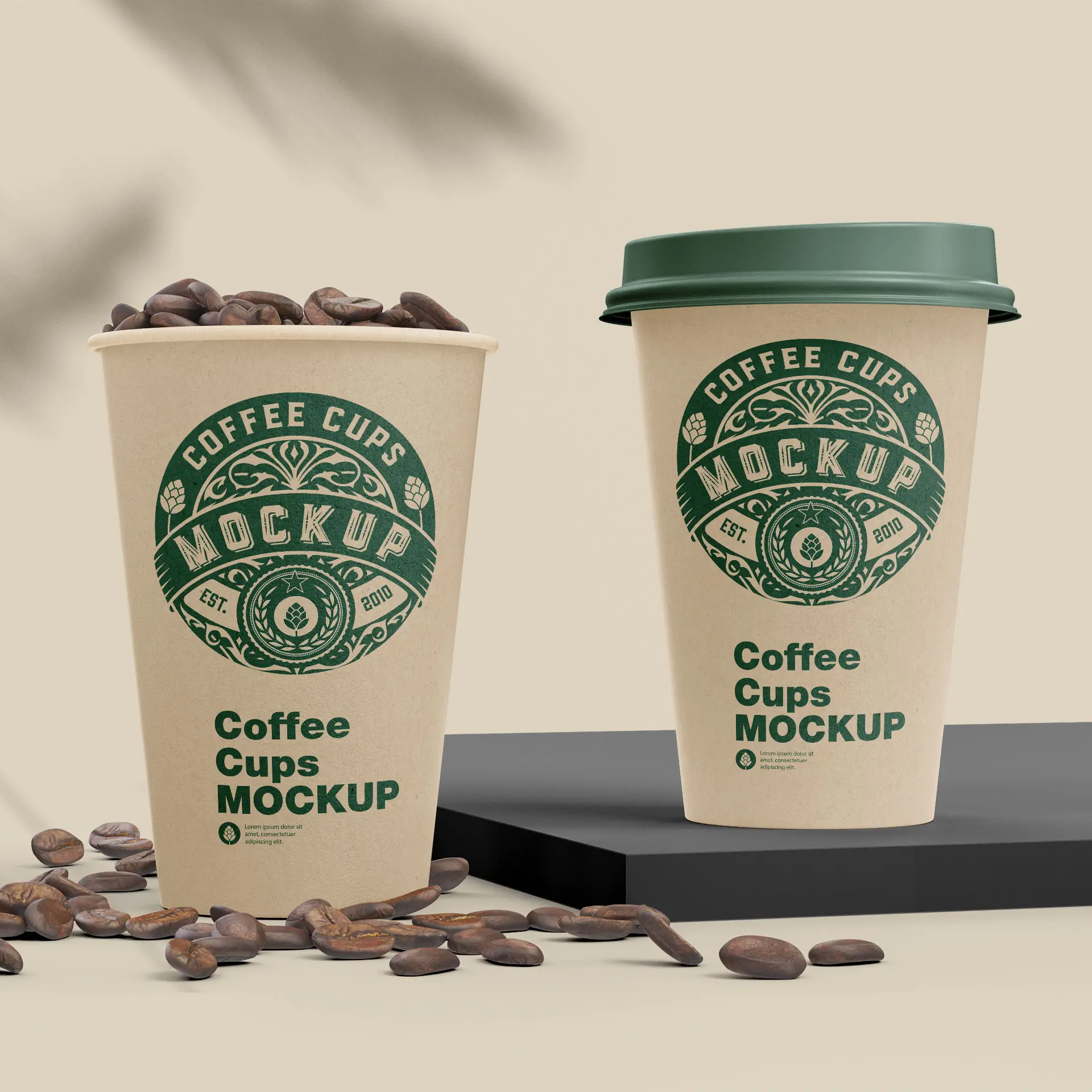 Papieren beker met logo (enkelwandig), 400 ml / 16 oz, bruin, met watergedragen coating