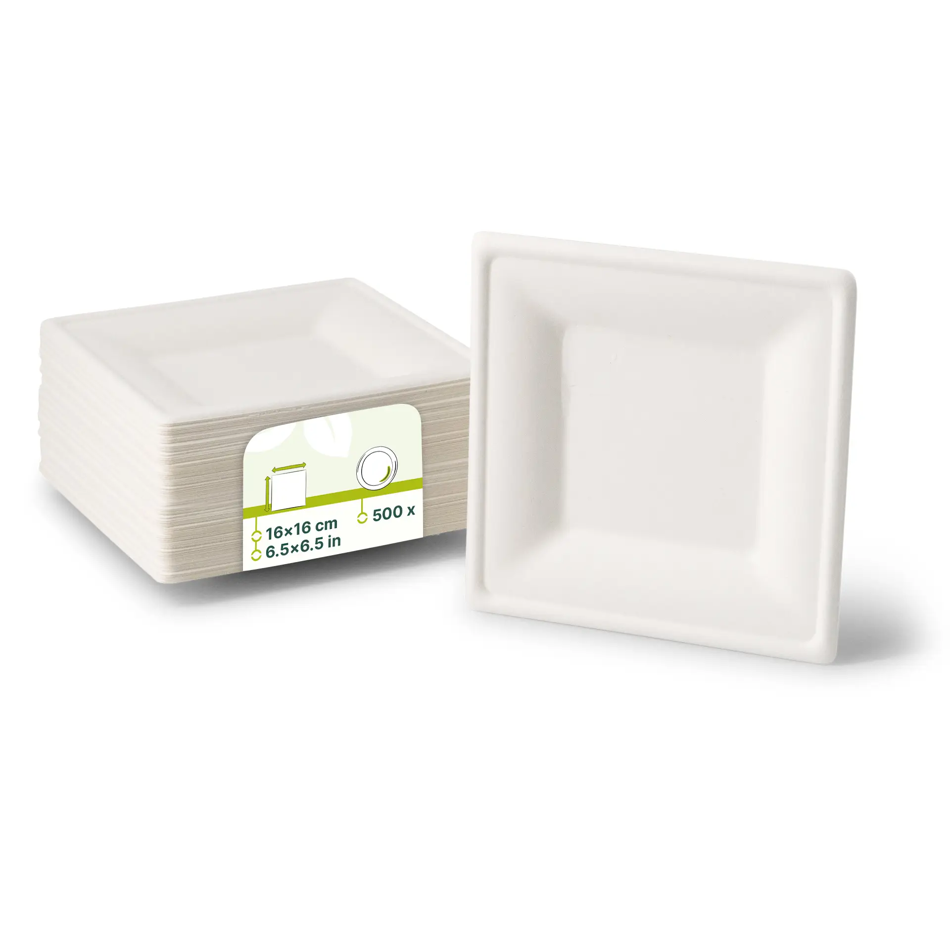 Vierkante suikerriet borden, 16 x 16 cm Vierkante suikerriet borden, 16 x 16 cm