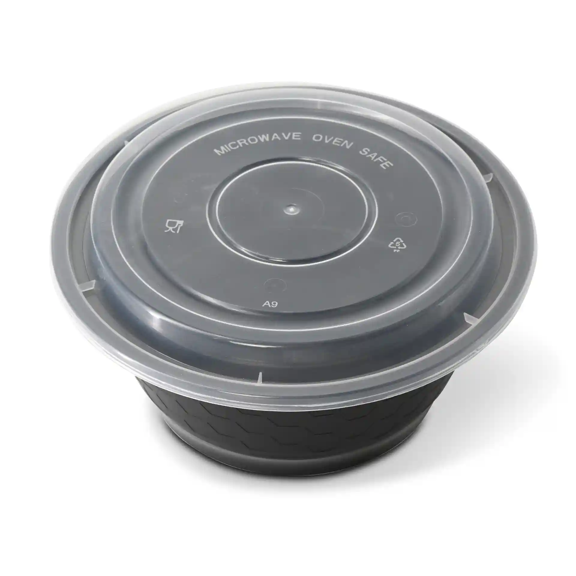 Ronde, transparante herbruikbare deksel van PP, ontworpen voor een container met een diameter van 183 mm.