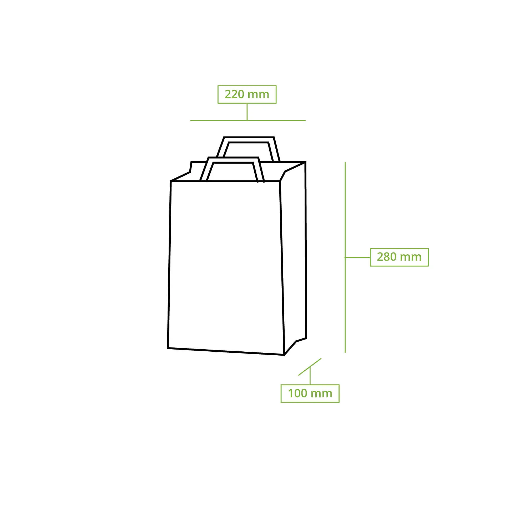 Papieren draagtassen van kraftpapier M, 22 x 10 x 28 cm, wit