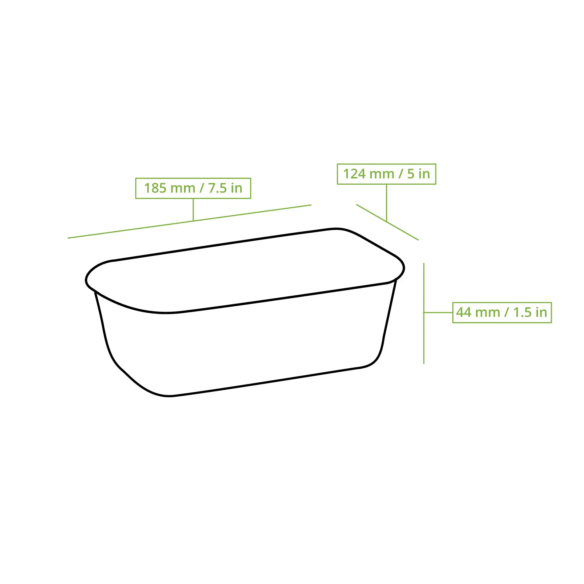 Herbruikbare container van PP 700 ml, rechthoekig, zwart