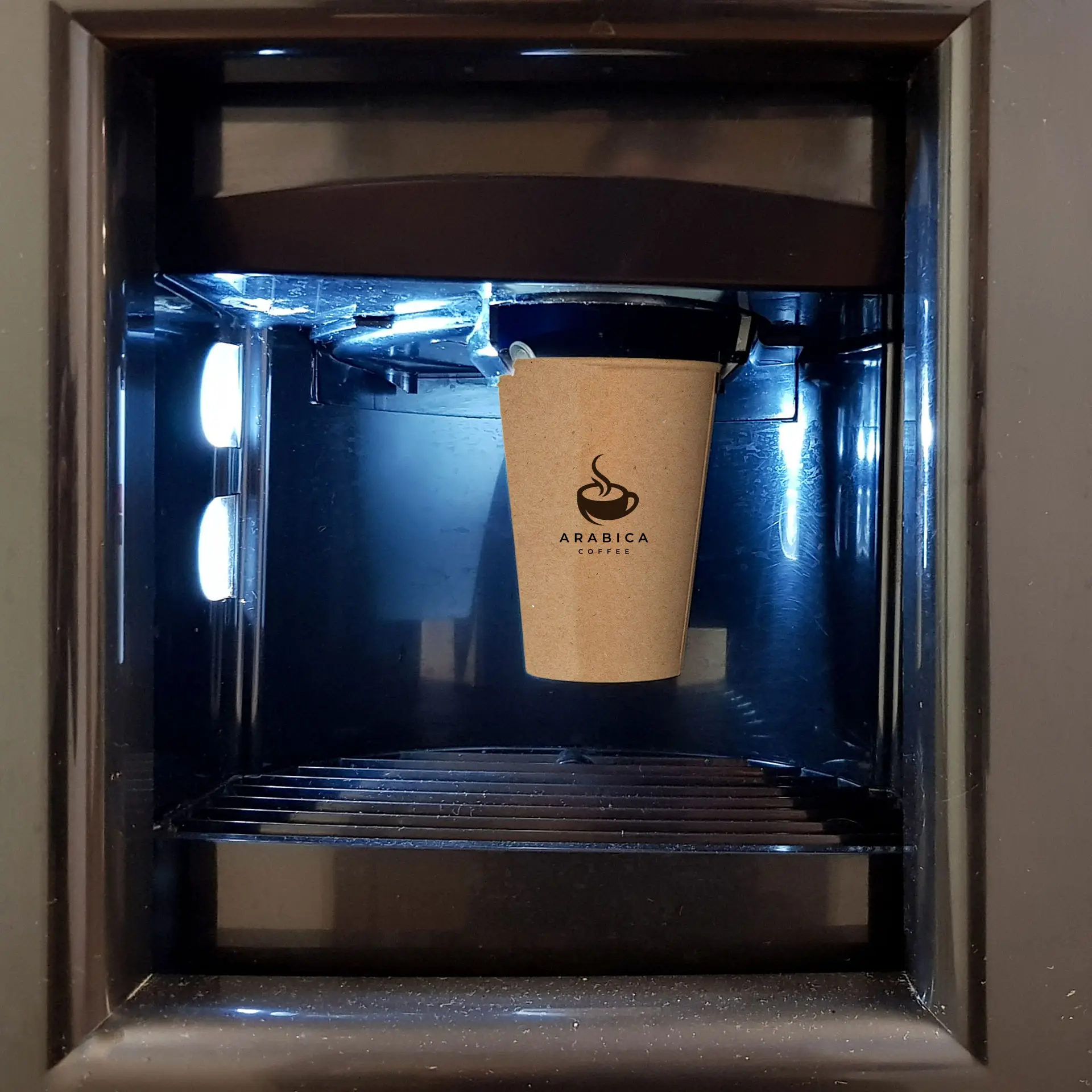 Papieren beker met logo (enkelwandig), 180 ml / 7 oz, bruin, met watergedragen coating