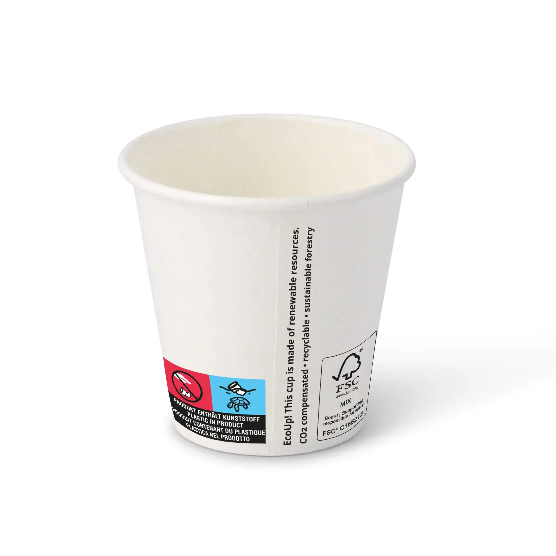Kartonnen bekers (gecoat) 150 ml / 6 oz, Ø 80 mm, wit