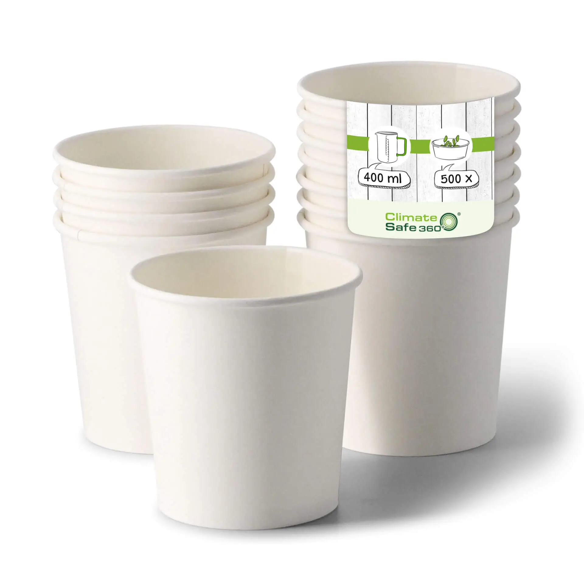 Soepbeker to go van karton (Premium) 400 ml / 16 oz, Ø 90 mm, wit, bio-gecoat