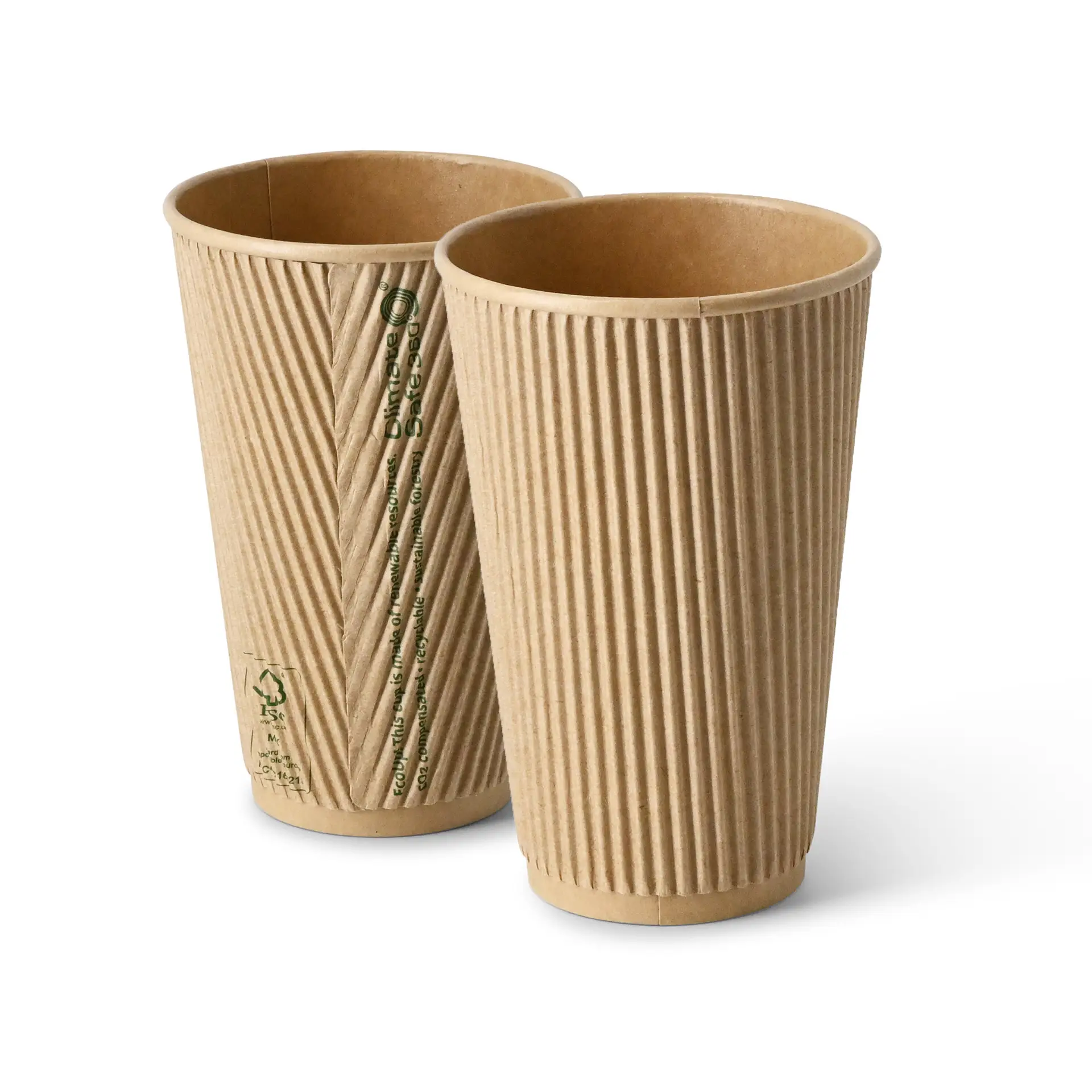 Ribbelbeker / Koffiebeker to go 400 ml / 16 oz, Ø 90 mm, kraft
