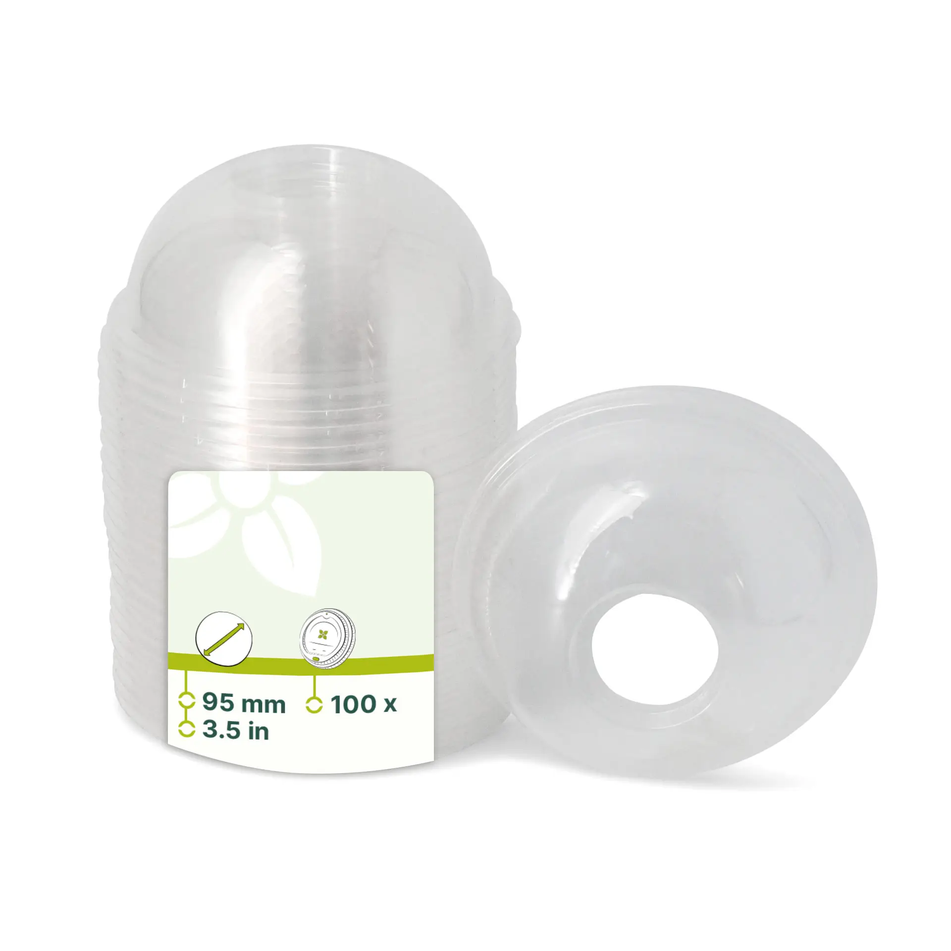 PLA koepeldeksel Ø 95 mm, rietgat PLA koepeldeksel Ø 95 mm, rietgat