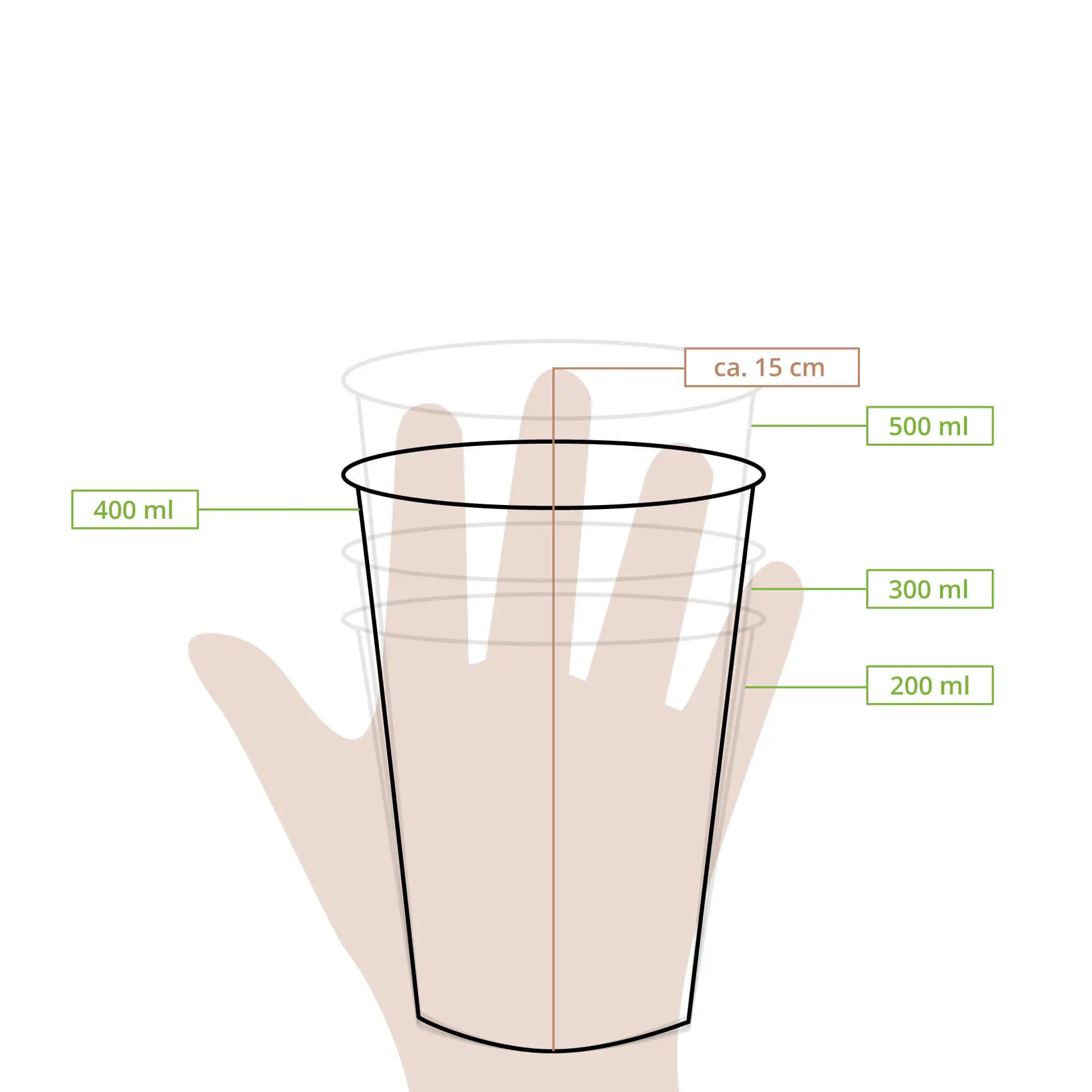 rPET bekers 400 ml / 16 oz, Ø 95 mm