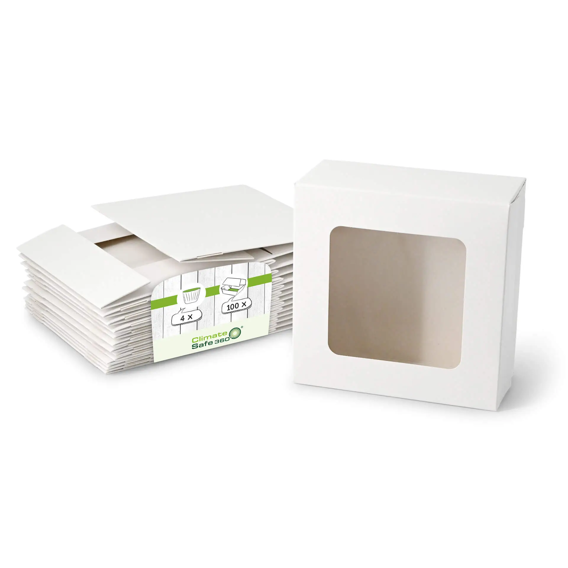 Cupcake-dozen (4 stuks), cellulosevenster, wit Cupcake-dozen (4 stuks), cellulosevenster, wit