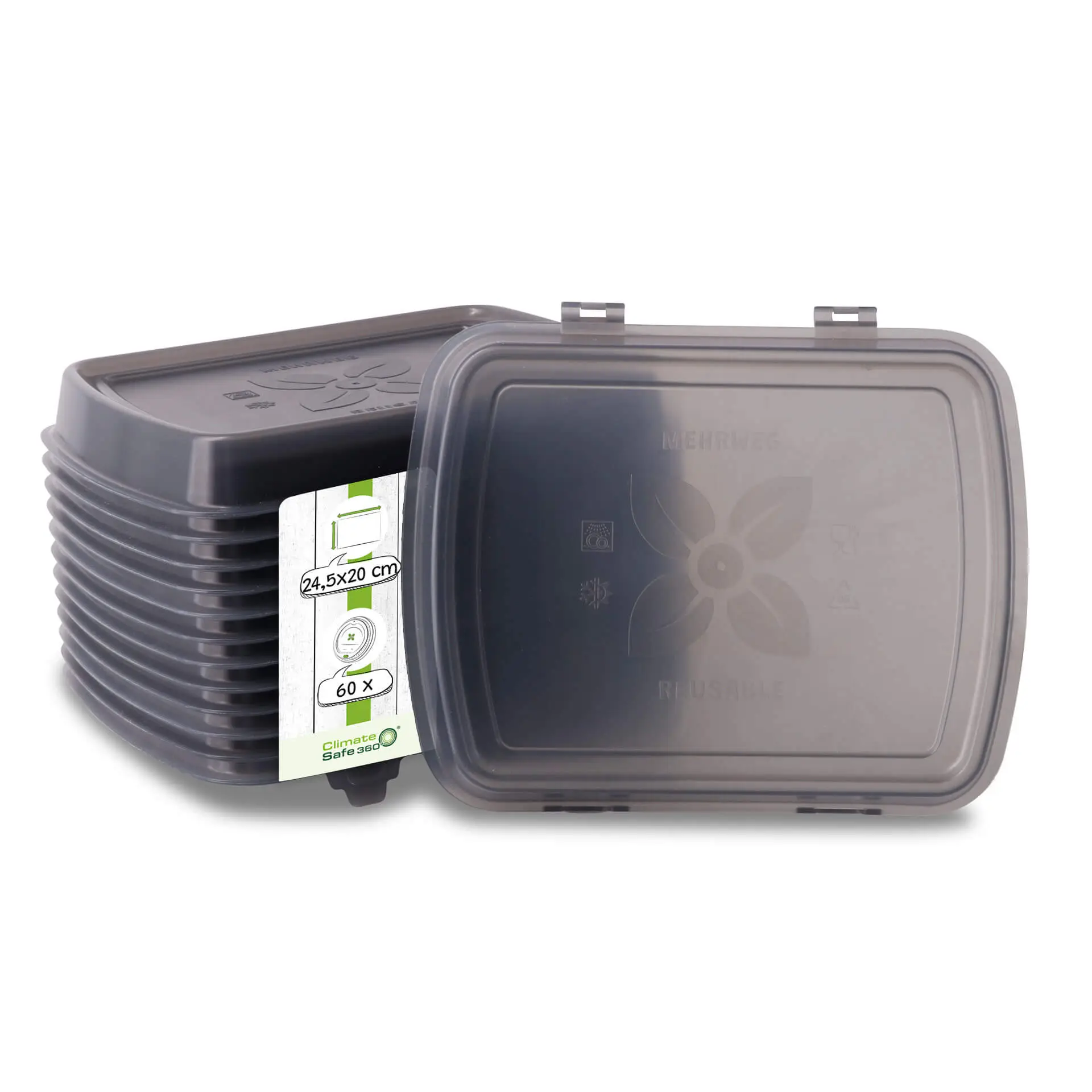 Herbruikbare deksels "merways Box", grijs, 24,5 x 20 x 4,5 cm, PP