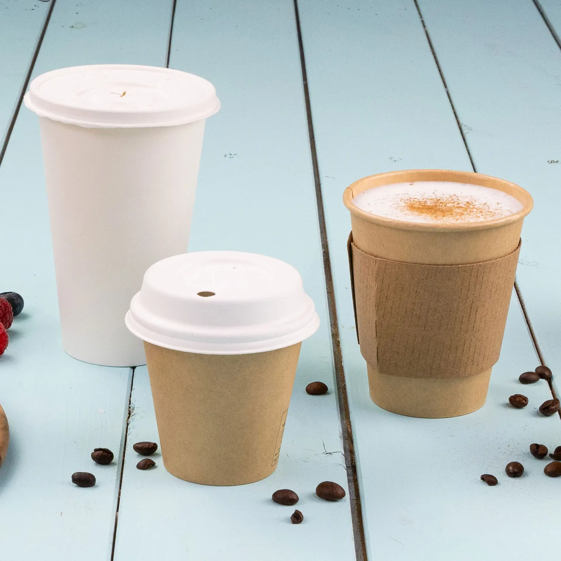 Bekers van karton 150 ml / 6 oz, Ø 80 mm, enkelwandig, bruin, met PLA-coating