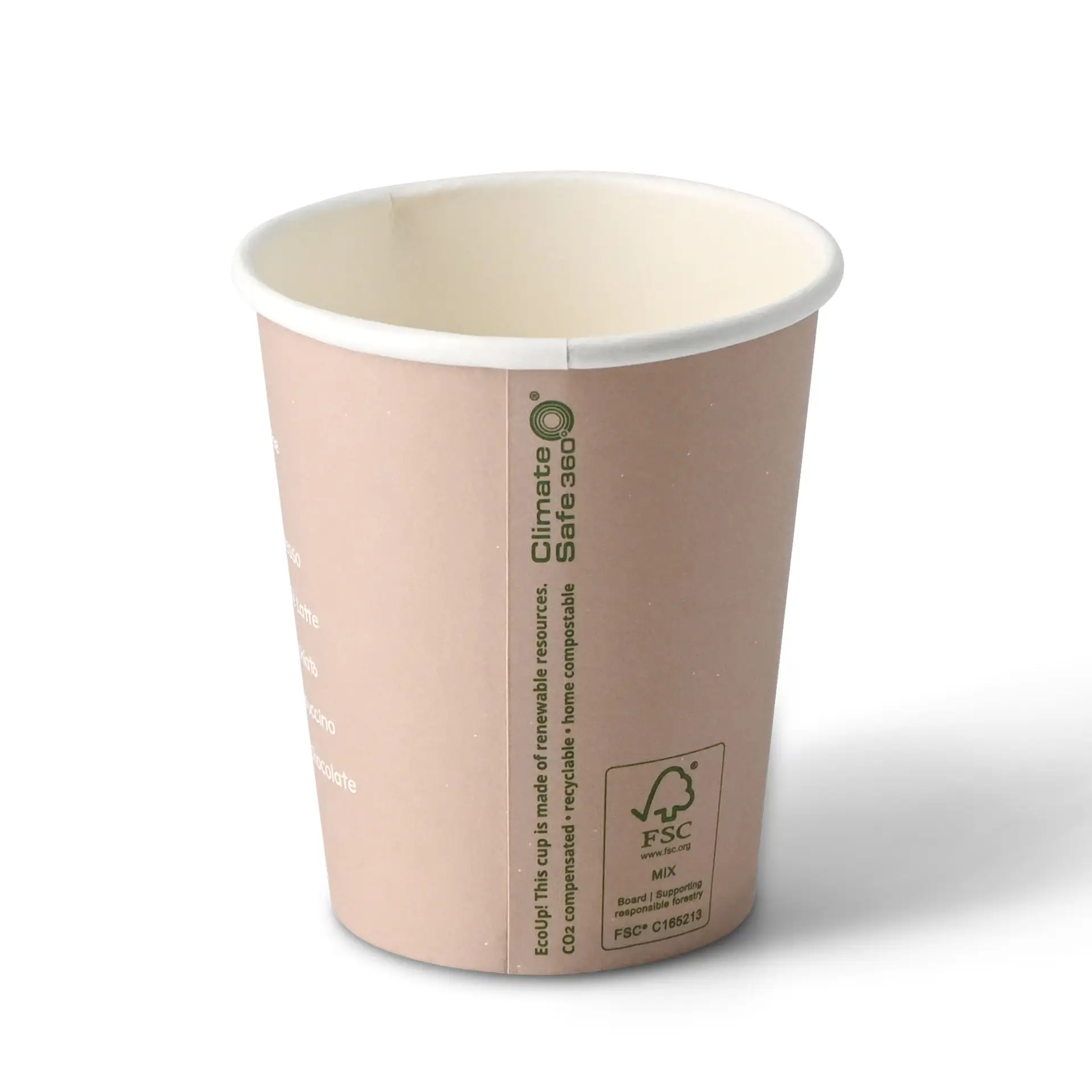 Bedrukte kartonnen bekers "Coffeebreak" 200 ml / 8 oz, Ø 80 mm, wit