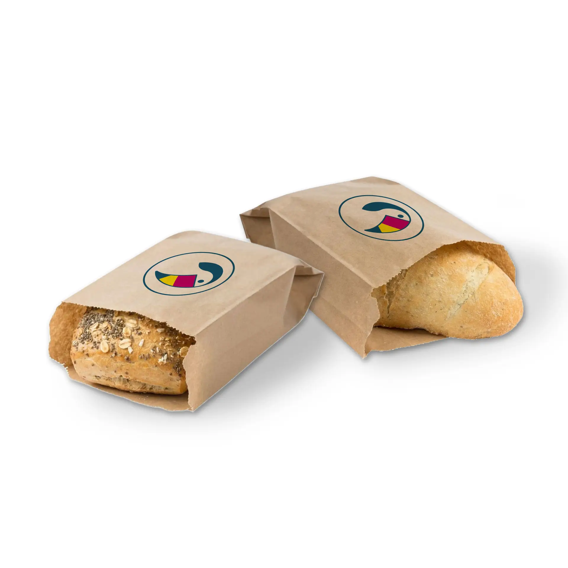 Bedrukte broodzakken, bruin, 10 x 5 x 19 cm