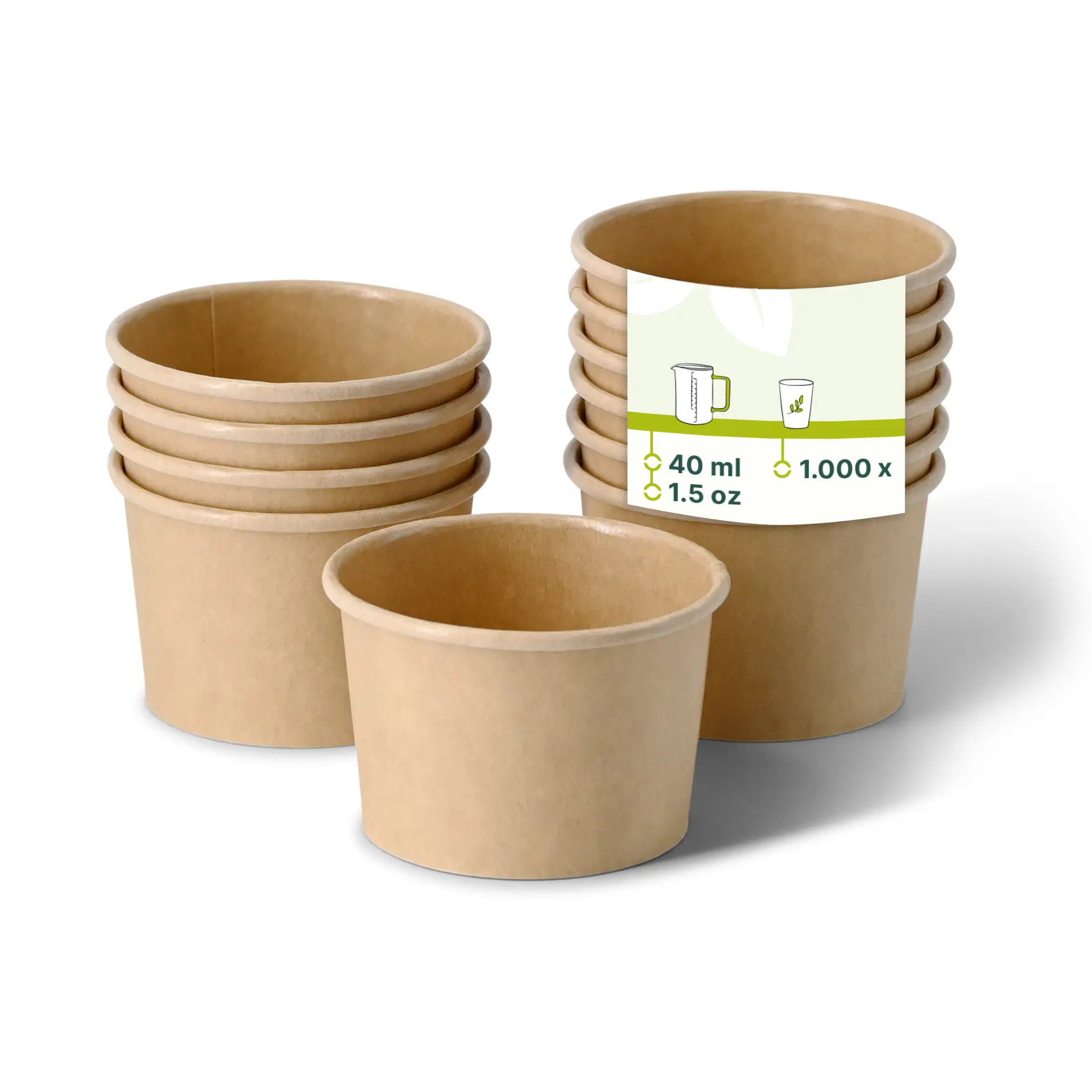 Kartonnen portiebeker (gecoat) 40 ml, Ø 62 mm, bruin Kartonnen portiebeker (gecoat) 40 ml, Ø 62 mm, bruin