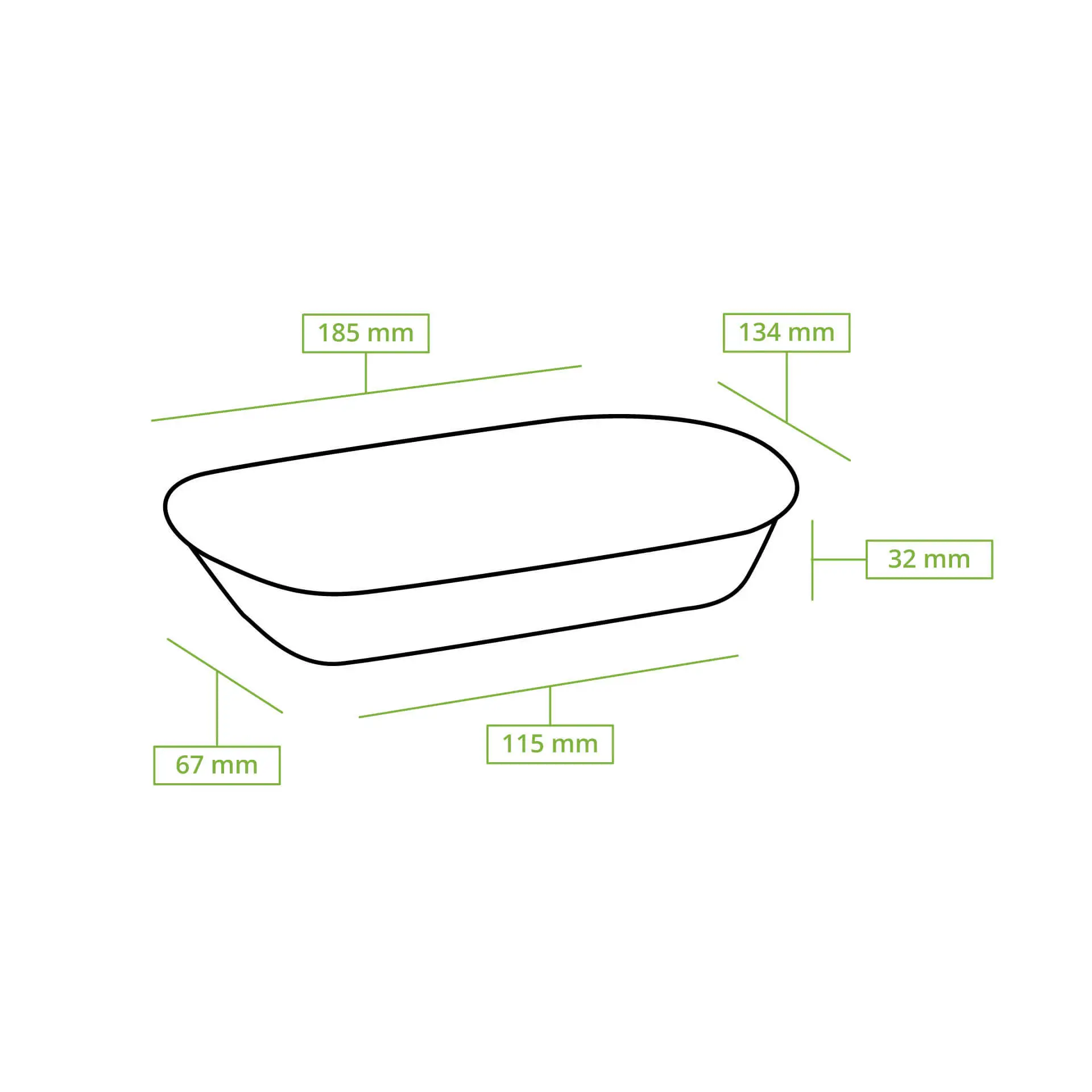 Herbruikbaar snackbord "merways Plate" 13,5 x 18,4 x 3 cm ovaal, peper/grijs