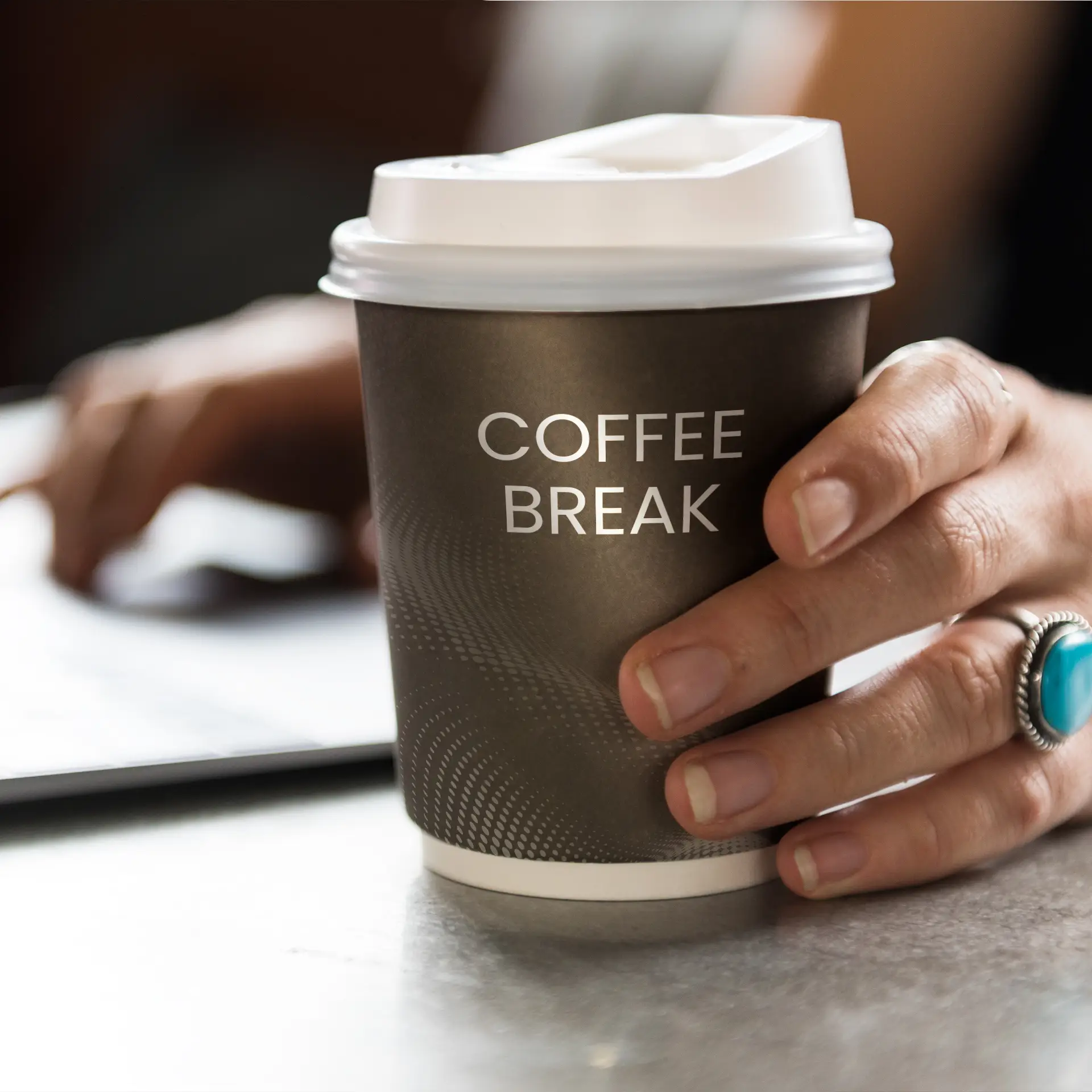 Papieren bekers bedrukken (dubbelwandig) 200 ml / 8 oz, dubbelwandig, wit, glanzend, watergedragen barrière