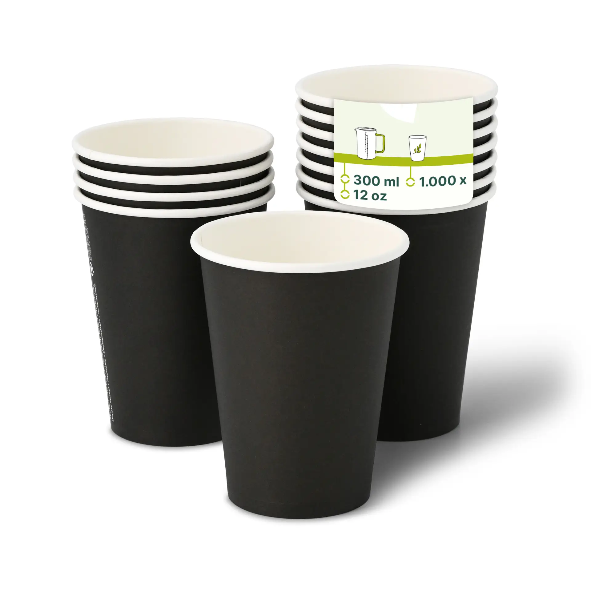 Kartonnen beker 300 ml / 12 oz, Ø 90 mm, zwart