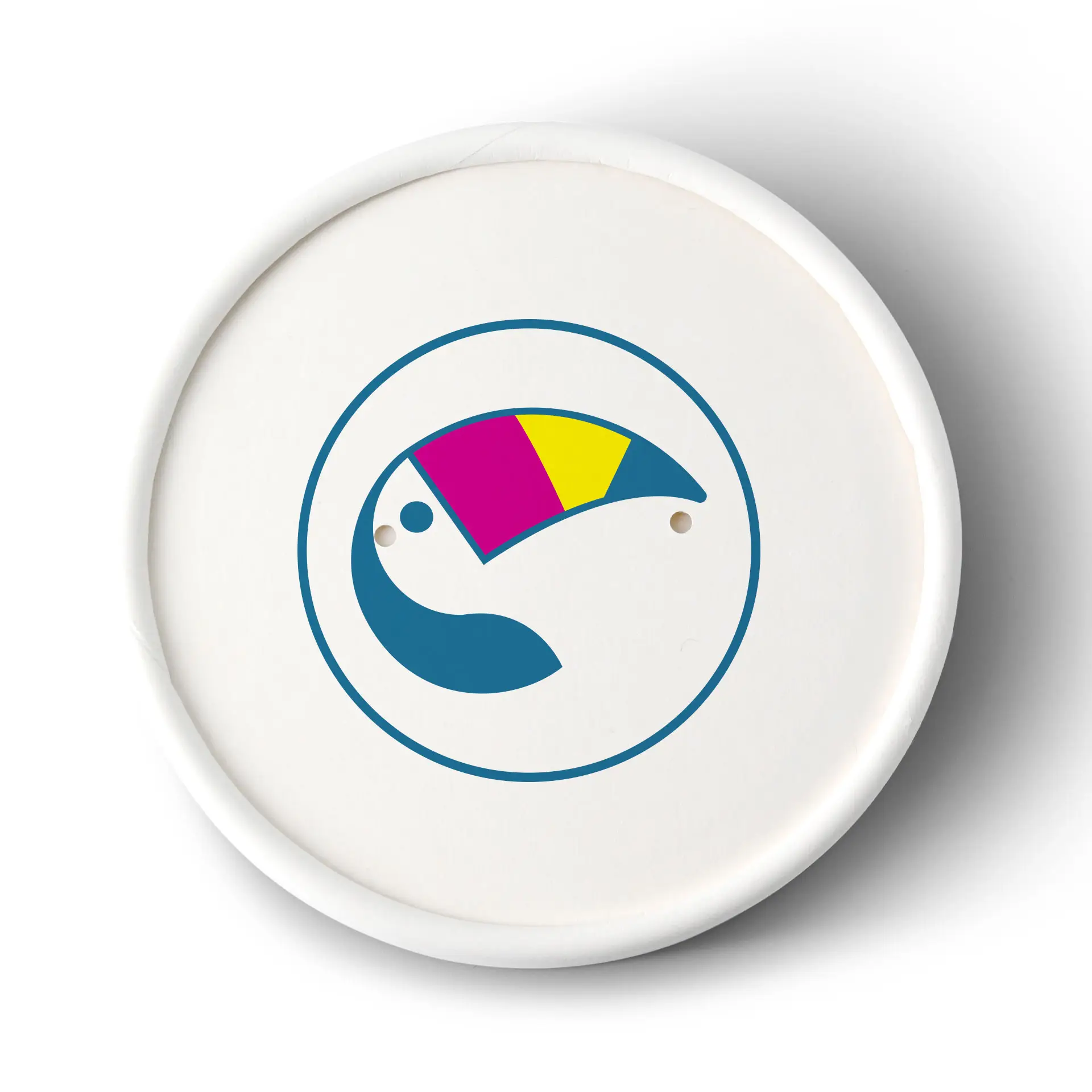 Bedrukte membraandeksels voor soepbekers, ⌀ 90 mm, wit, PE-gecoate